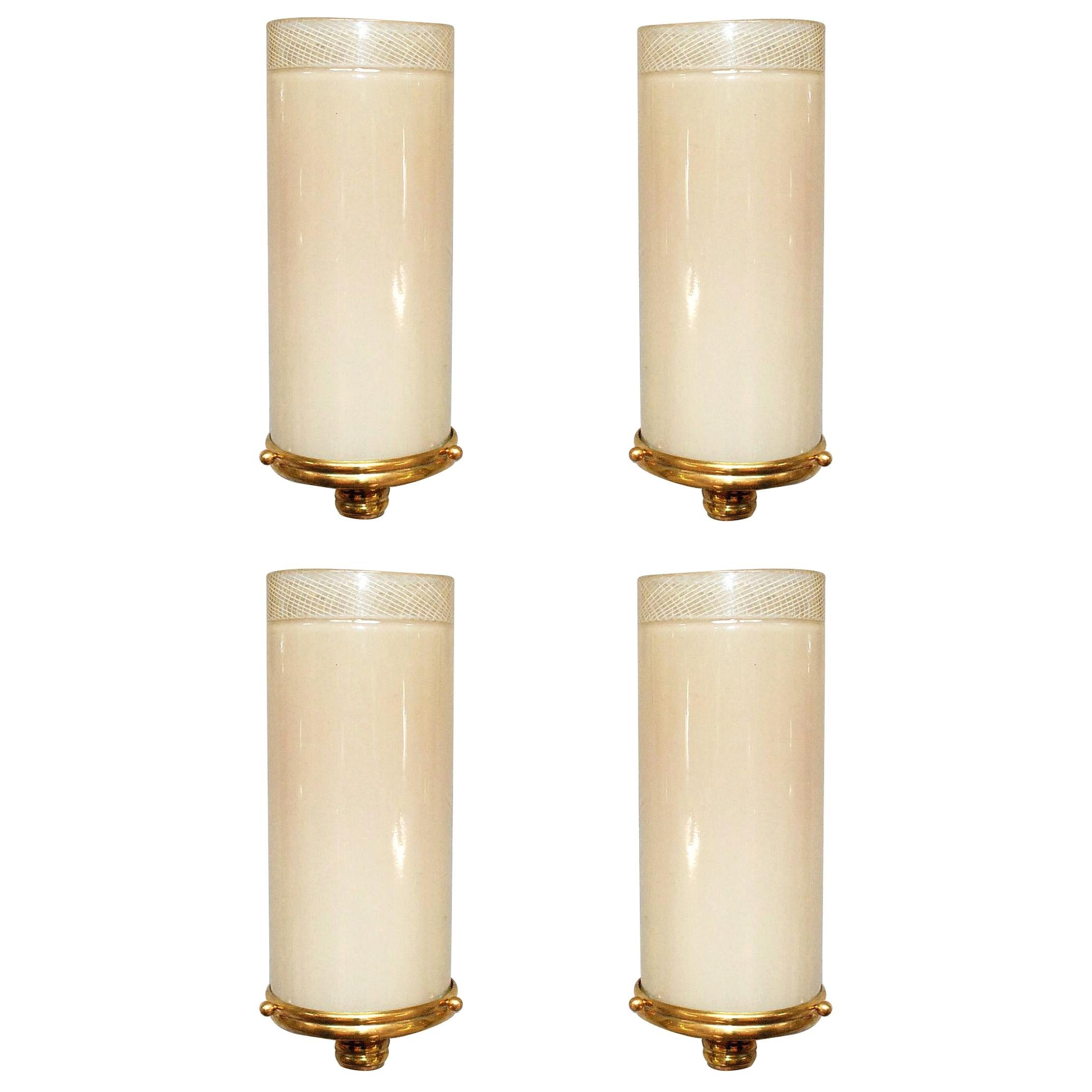 Two Pairs of Pink Tube Sconces by Venini