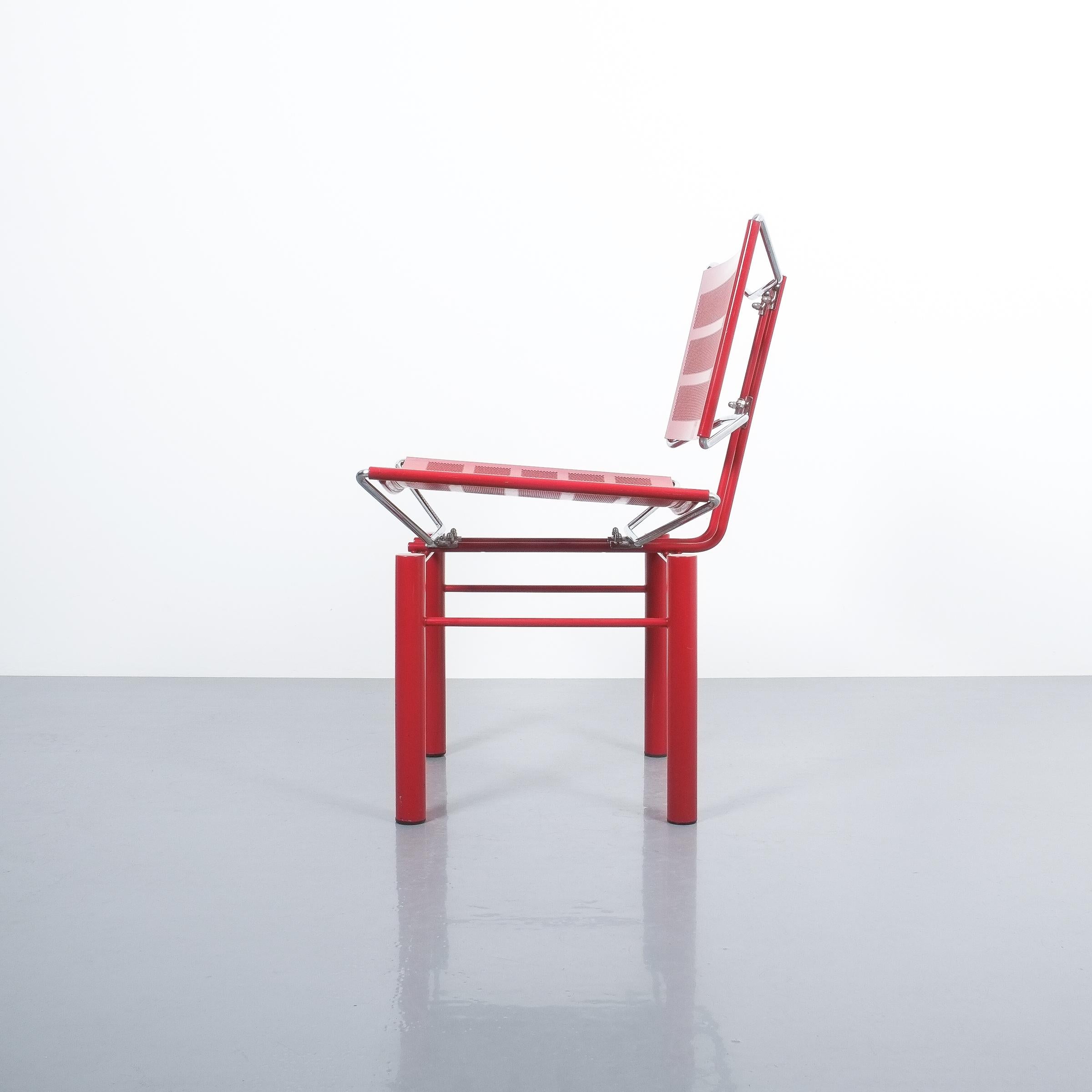 Enameled Red Hans Ullrich Bitsch Chairs Series 8600 Two Pairs For Sale