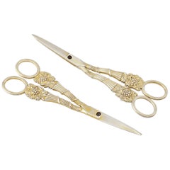 Used Two Pairs of Regency-Period Silver-Gilt Grape Shears