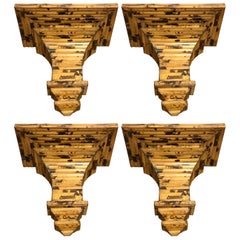 Deux paires de supports muraux en bambou de style Regency