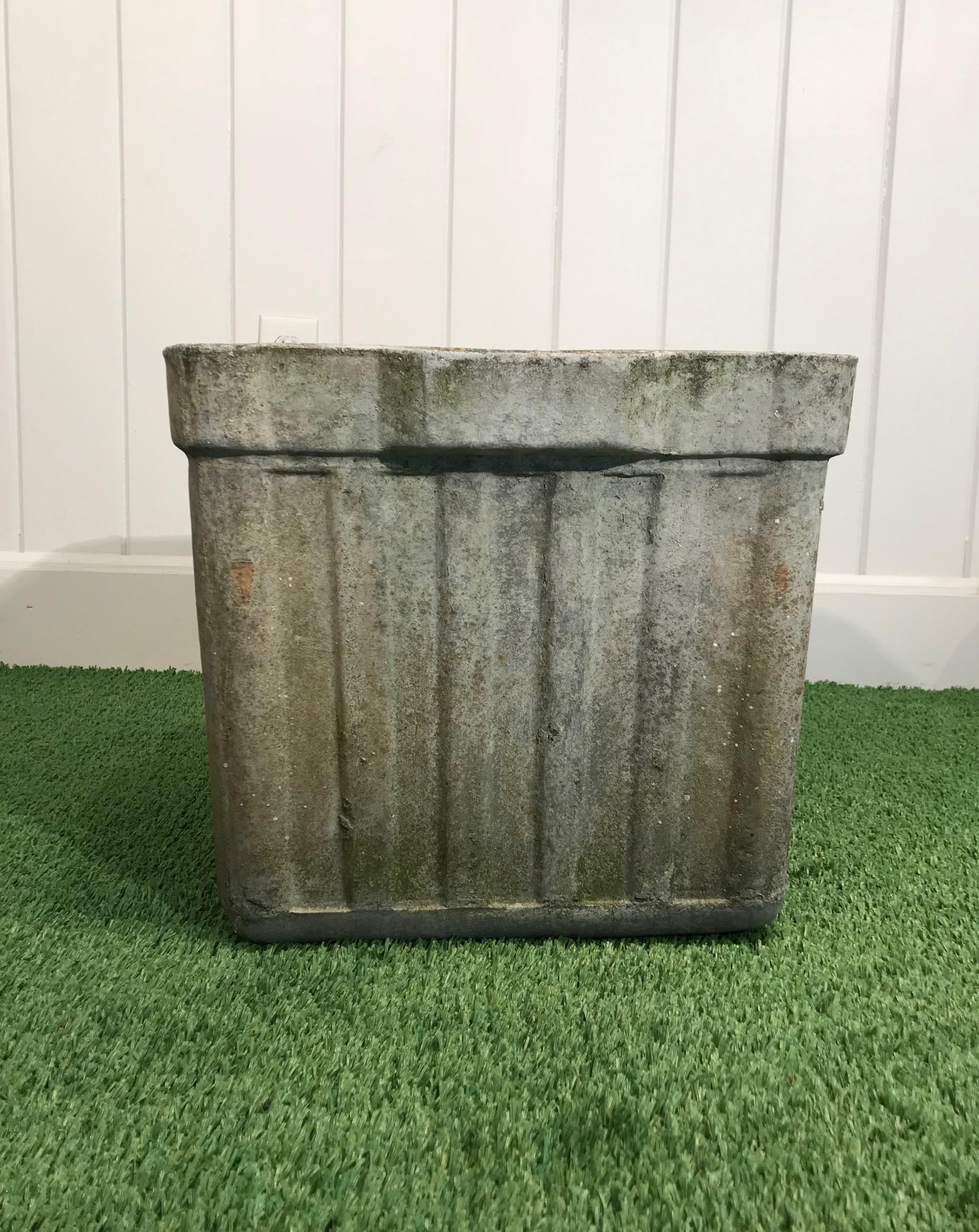 Two Pairs of Square Ribbed Willy Guhl Planters by Eternit with Lovely Patina 6