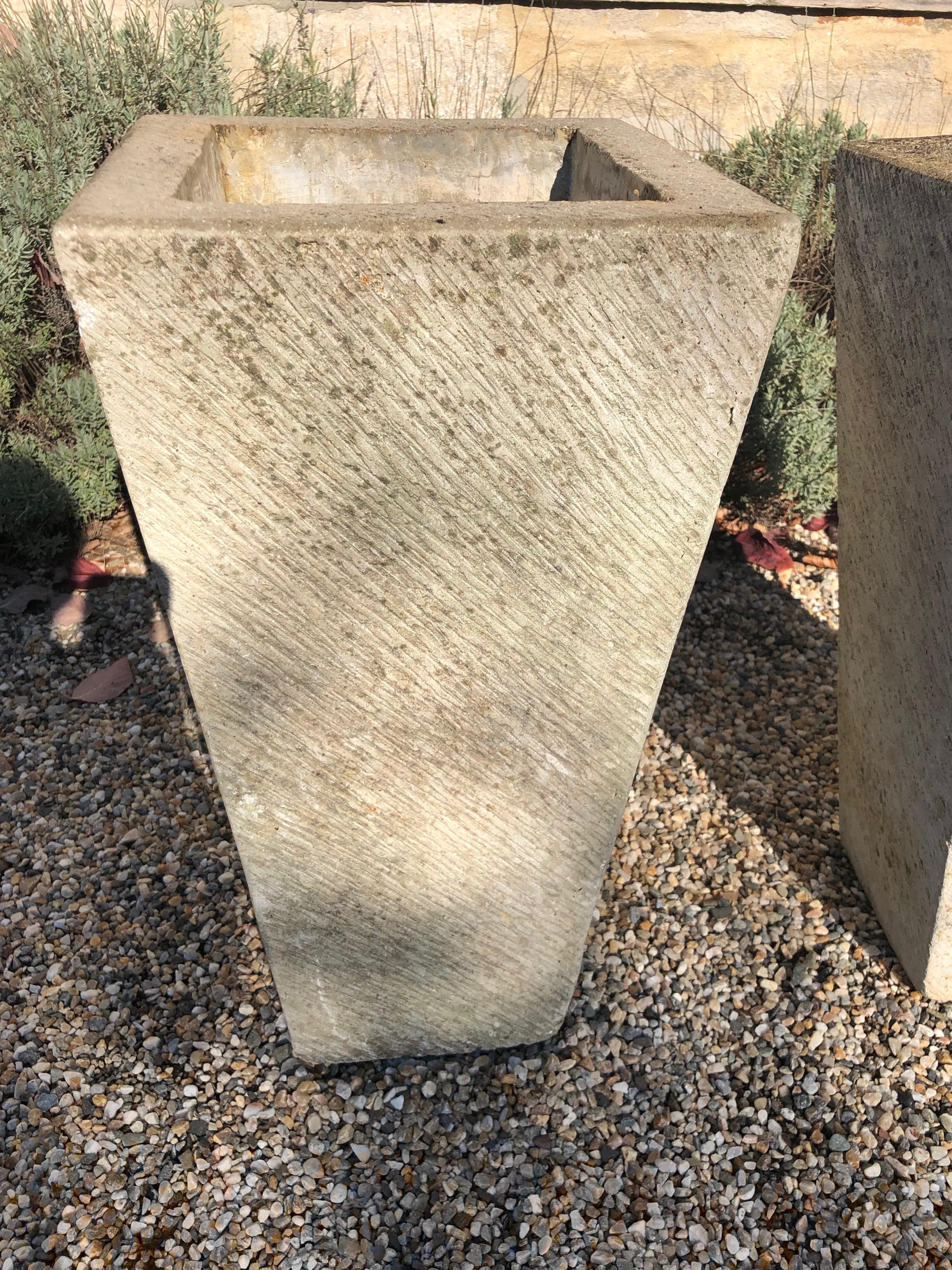 Two Pairs of Tall Contemporary English Cast Stone Planters 2