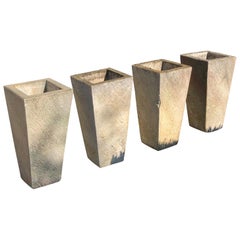 Two Pairs of Tall Contemporary English Cast Stone Planters