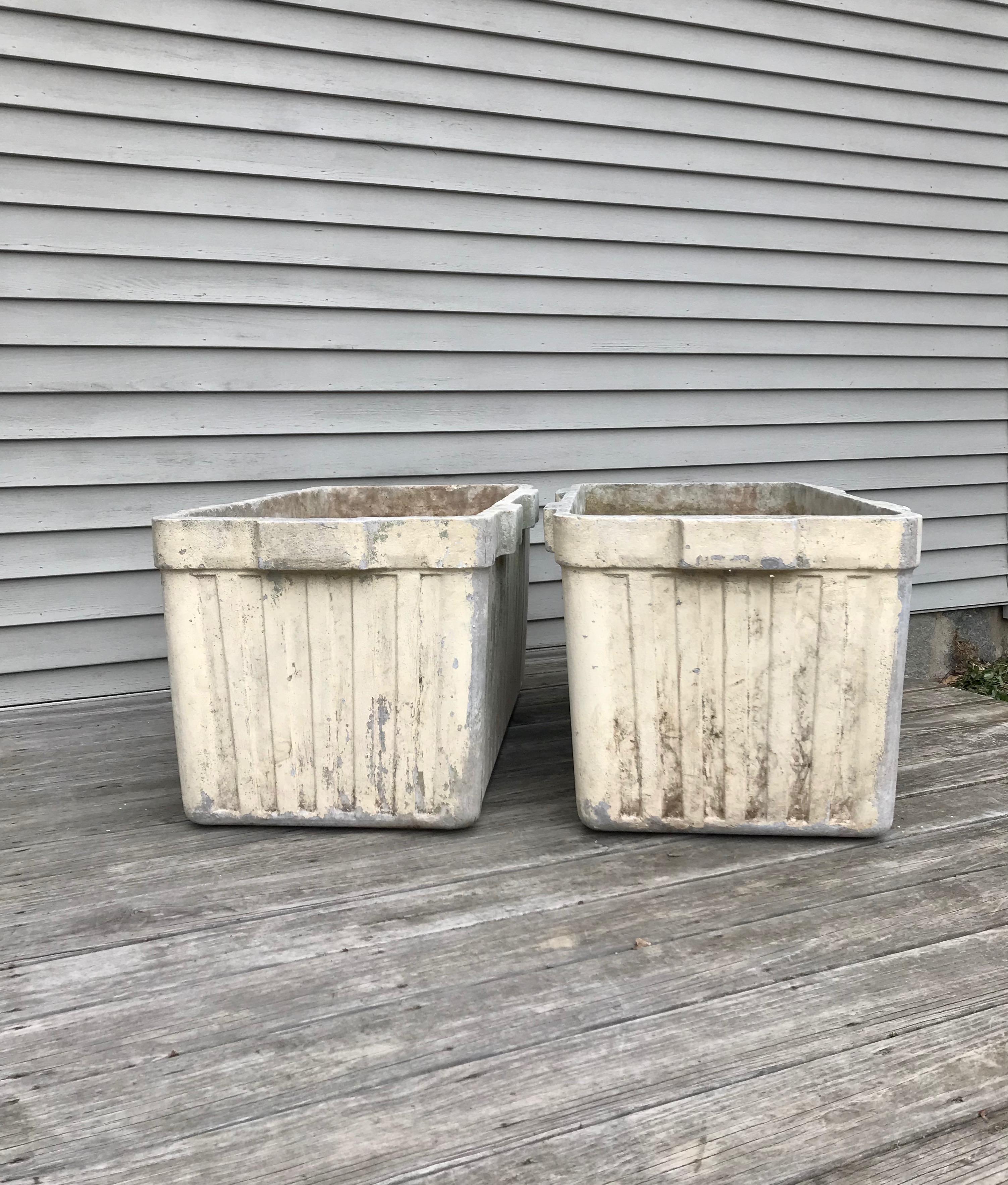 Very Large Ribbed Rectangular Willy Guhl Planters by Eternit For Sale 10