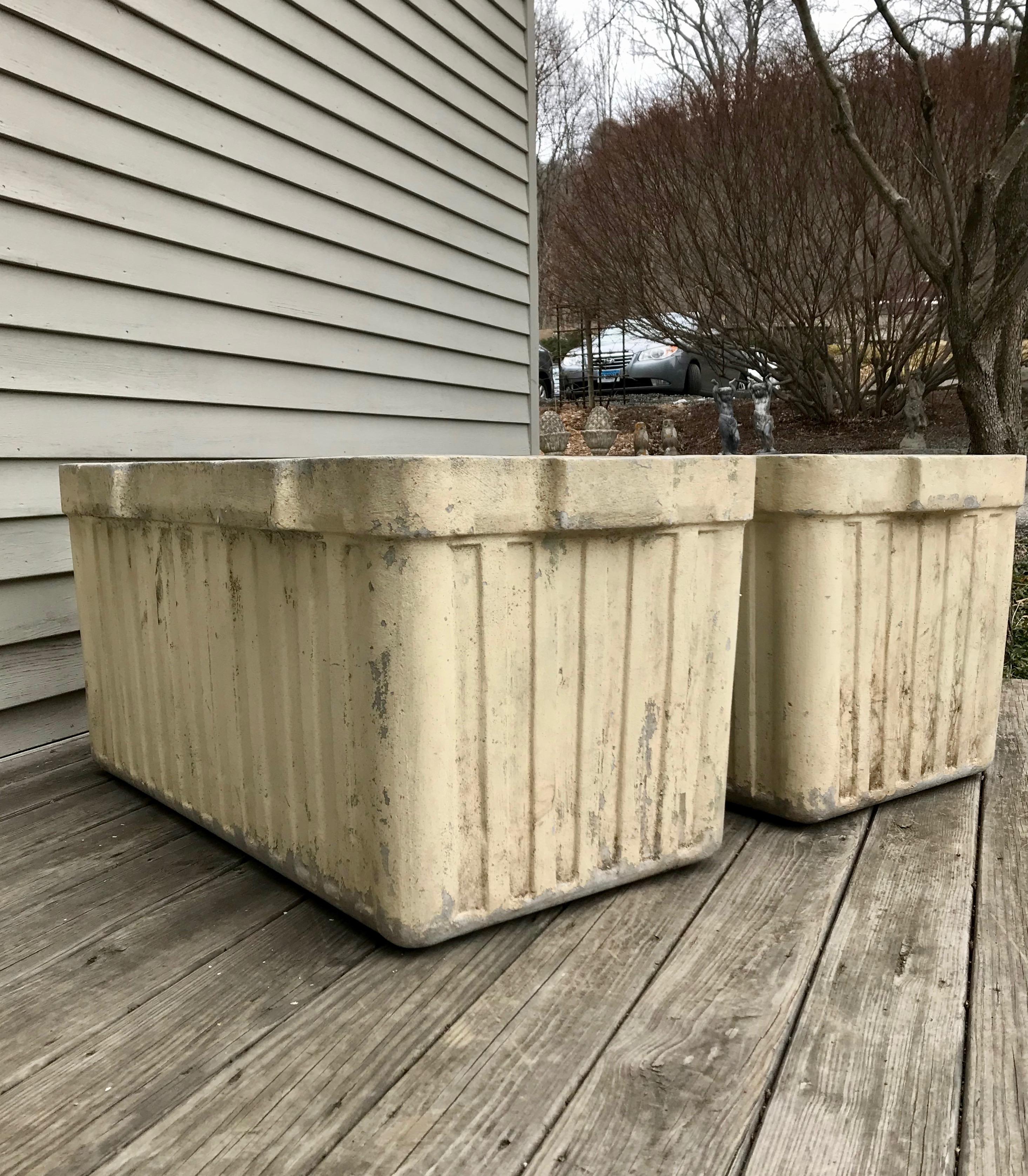 Very Large Ribbed Rectangular Willy Guhl Planters by Eternit For Sale 11