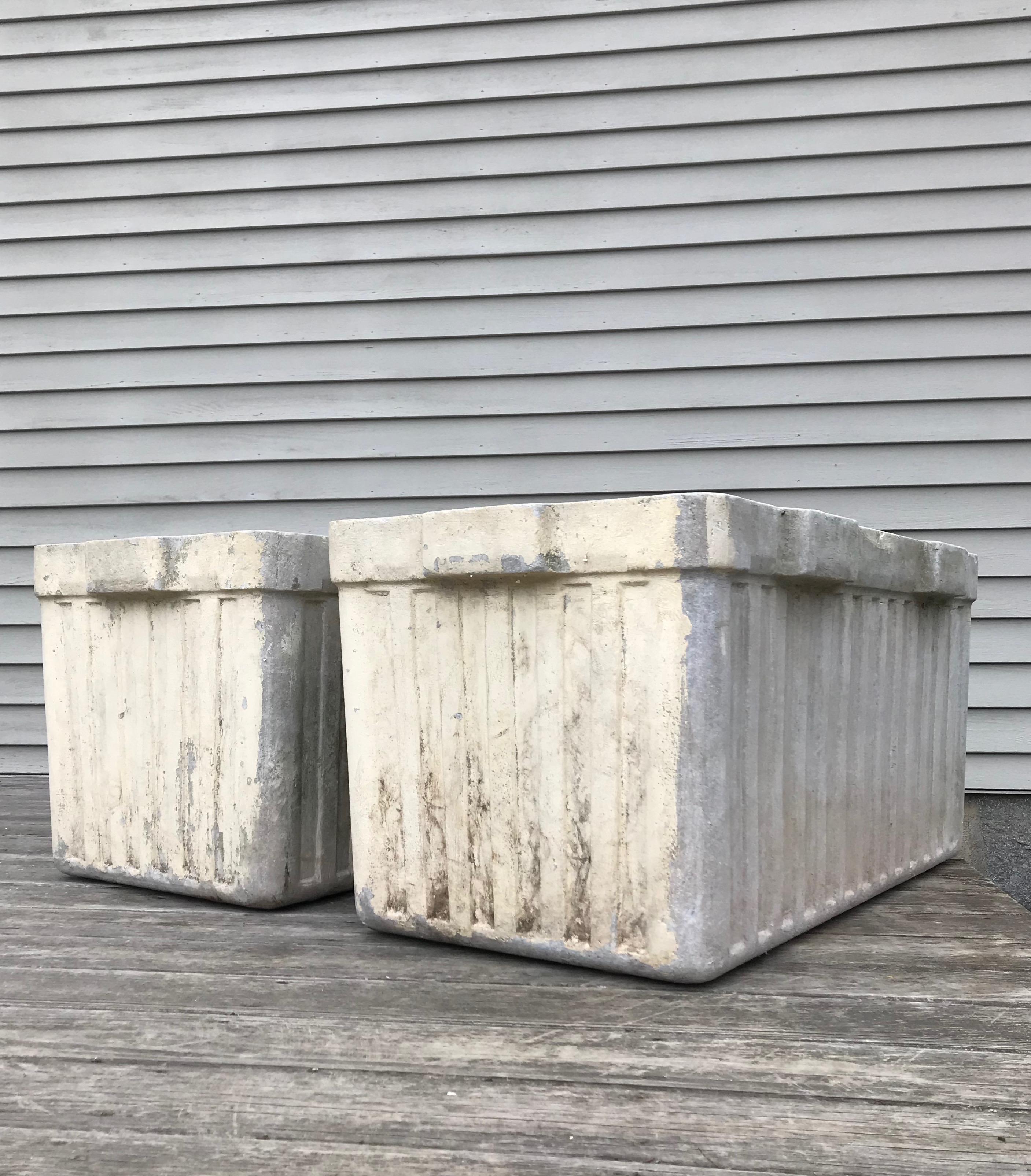 Very Large Ribbed Rectangular Willy Guhl Planters by Eternit For Sale 12