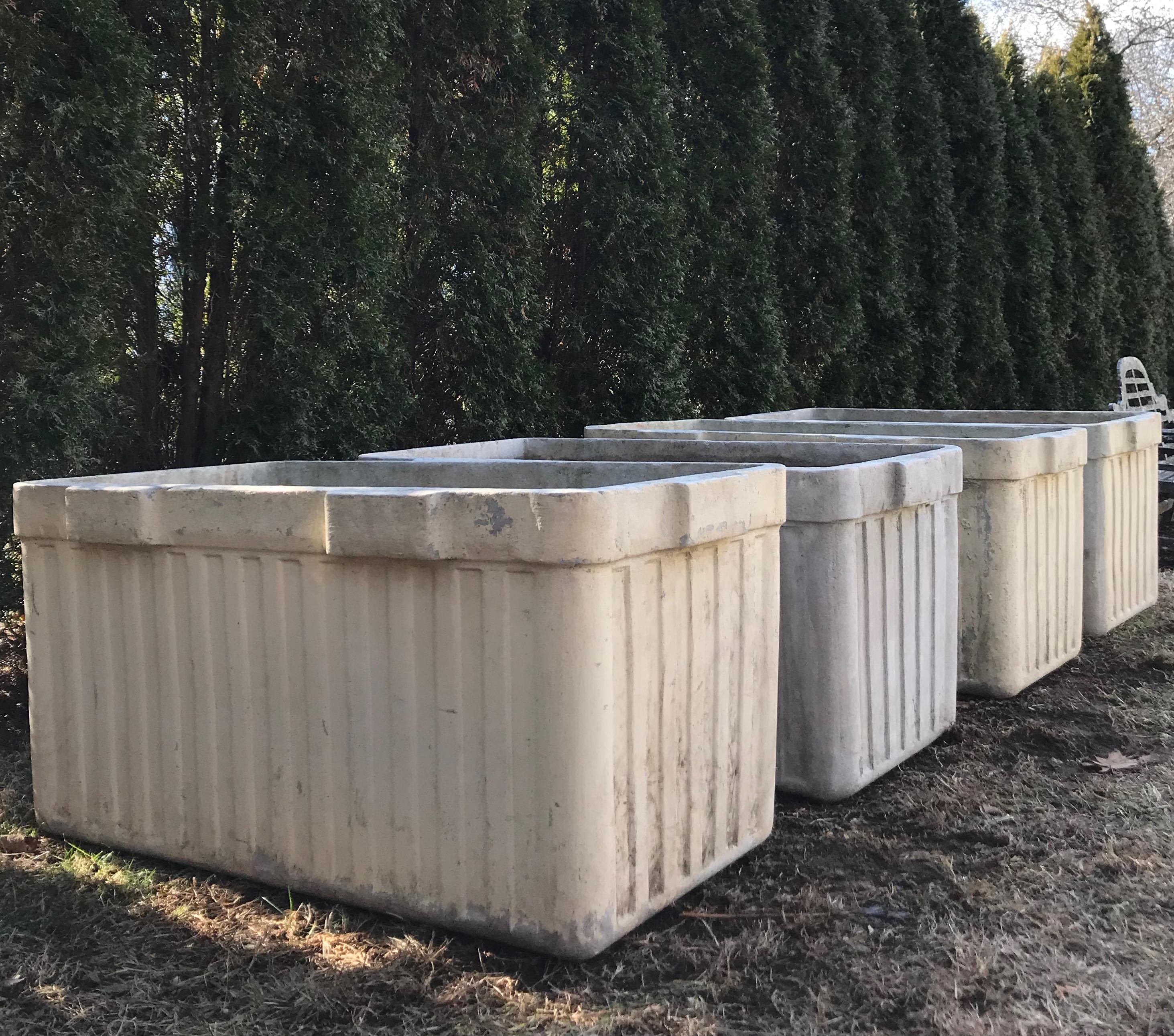 Mid-Century Modern Very Large Ribbed Rectangular Willy Guhl Planters by Eternit For Sale