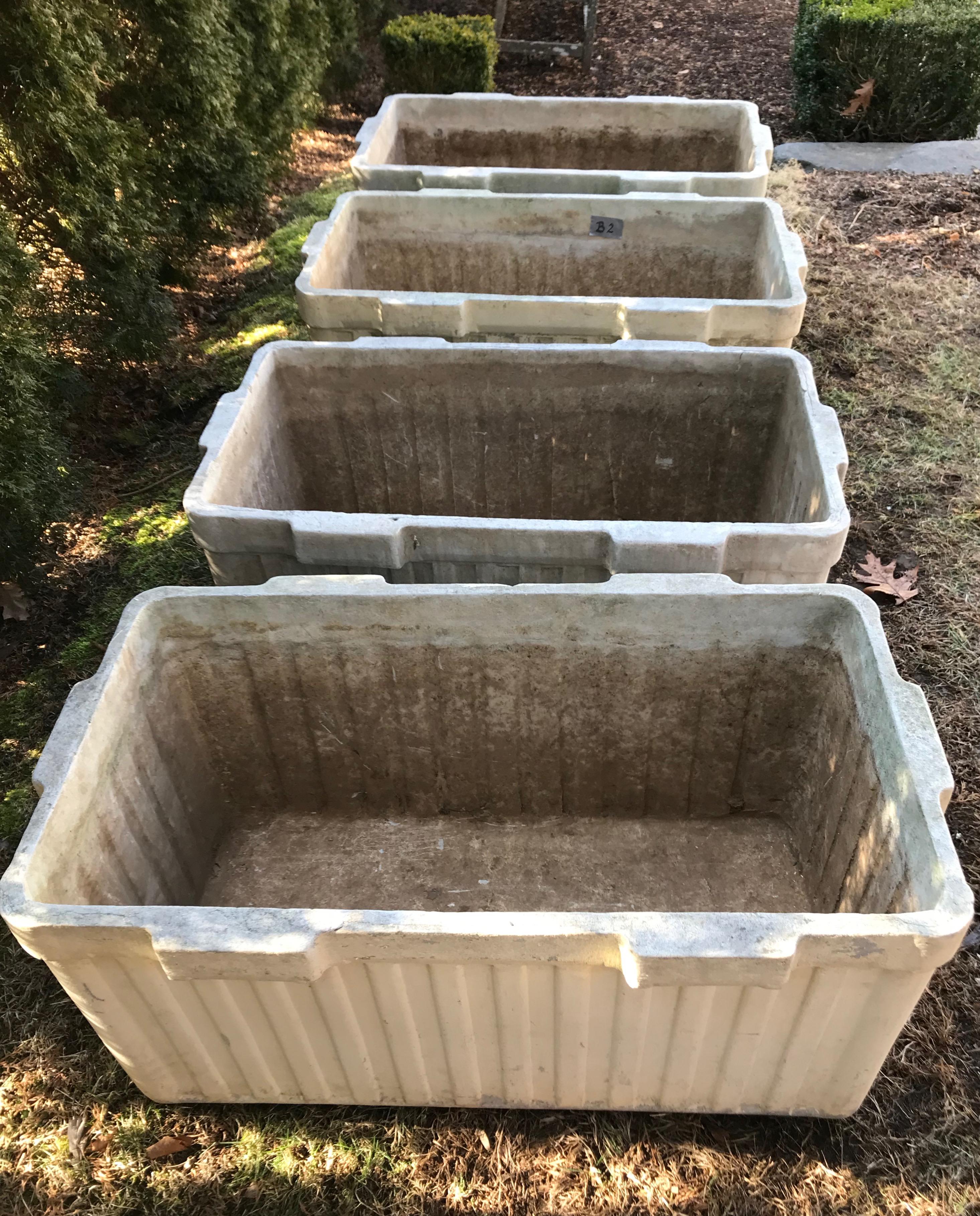 Swiss Very Large Ribbed Rectangular Willy Guhl Planters by Eternit For Sale