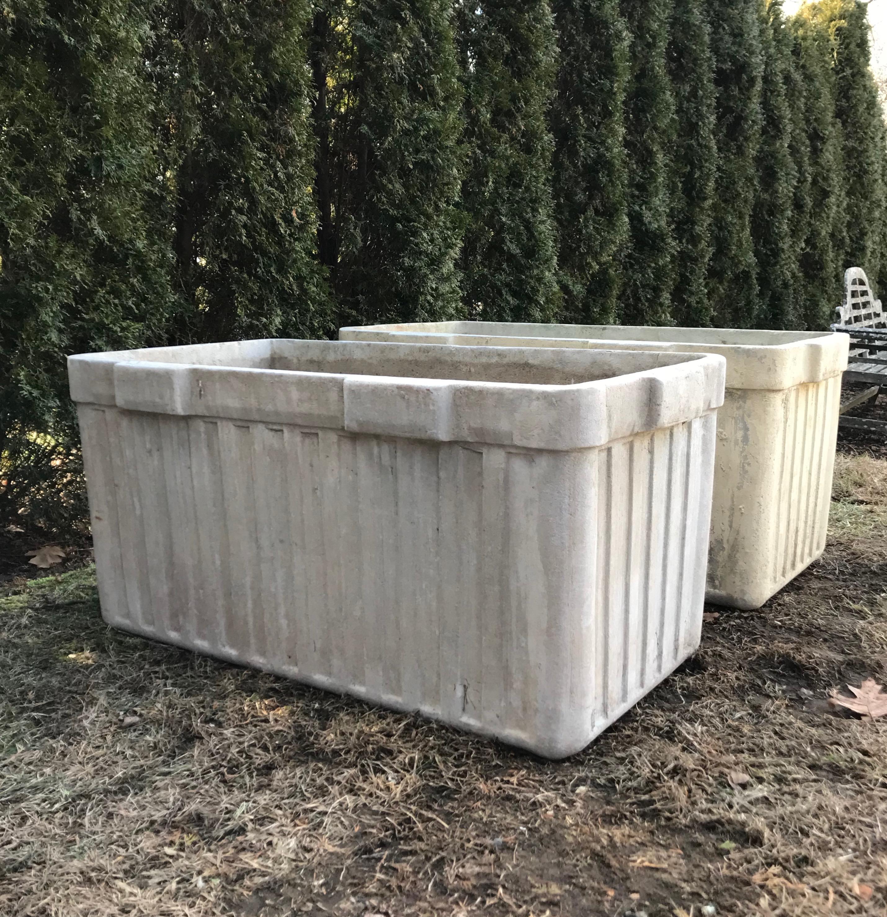 Very Large Ribbed Rectangular Willy Guhl Planters by Eternit In Good Condition For Sale In Woodbury, CT