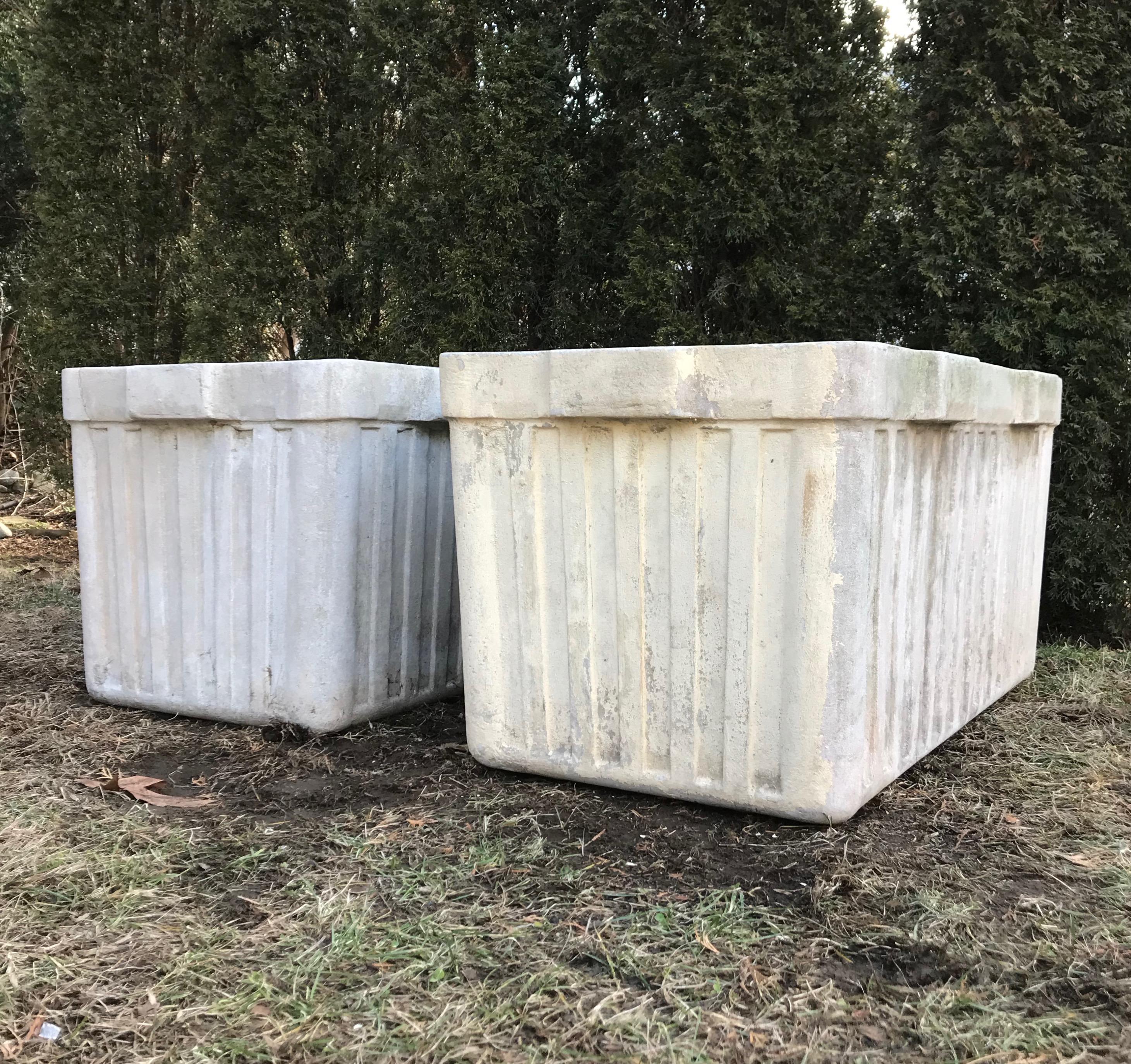 20th Century Very Large Ribbed Rectangular Willy Guhl Planters by Eternit For Sale