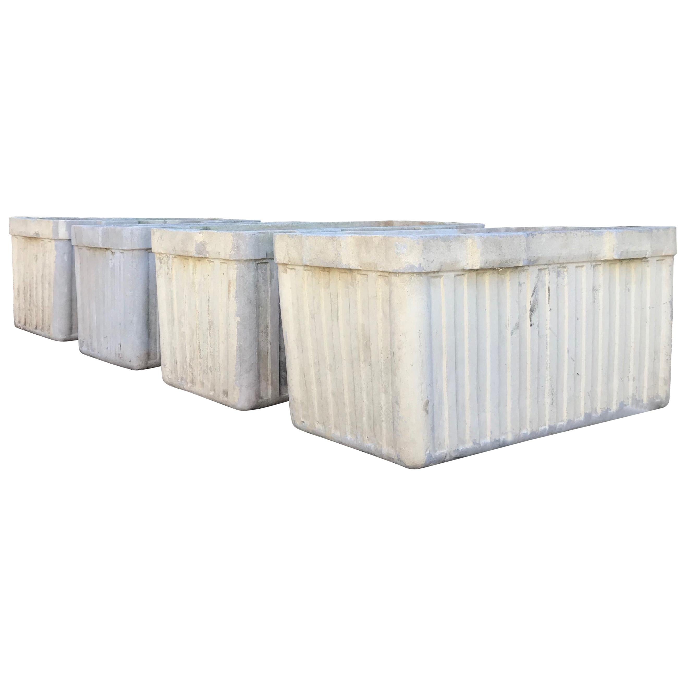 Very Large Ribbed Rectangular Willy Guhl Planters by Eternit For Sale
