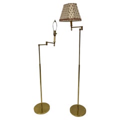 Two Pairs of Vintage Swing Arm Brass Floor Lamps 