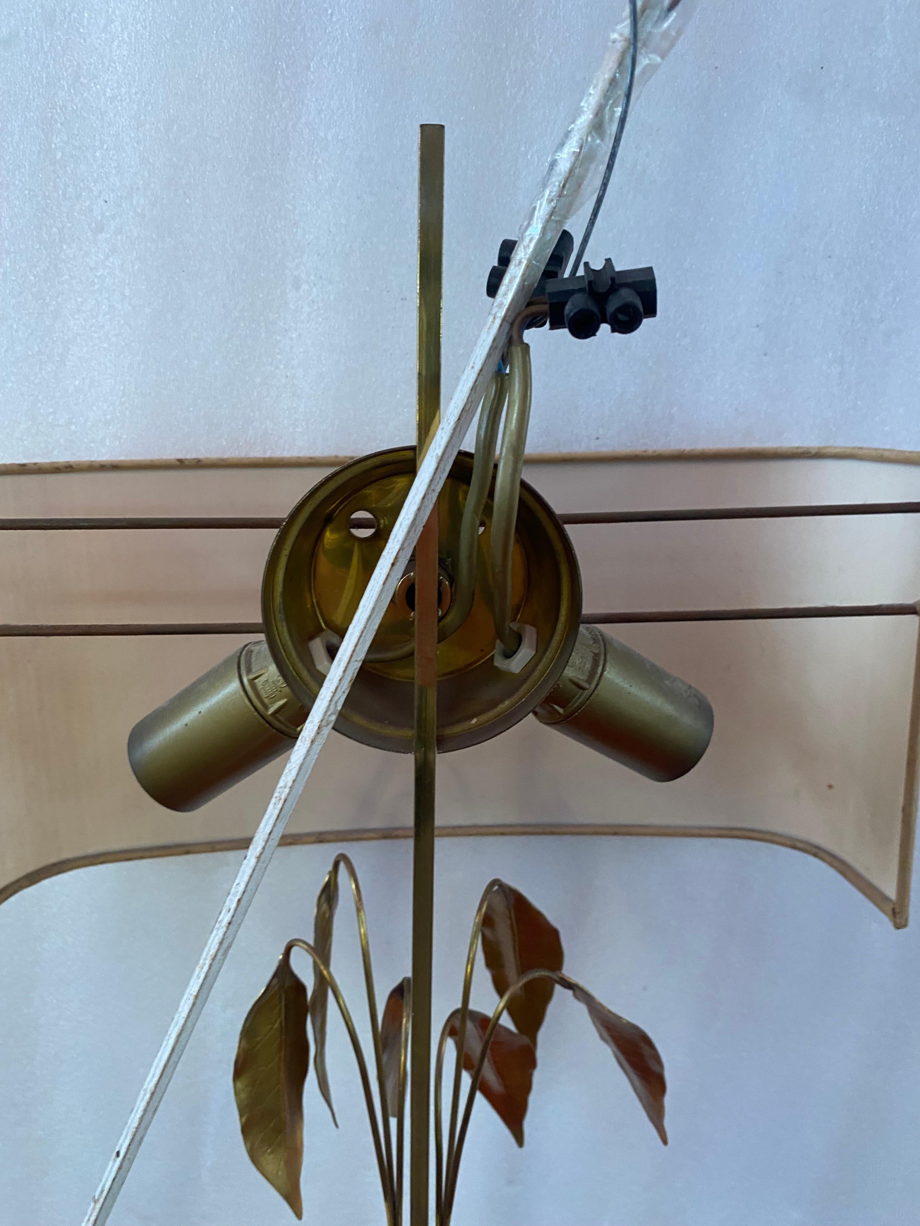 Art Deco Two Pairs of Wall Lamps with Laurel Leaves attributed to Maison Charles In Brass For Sale