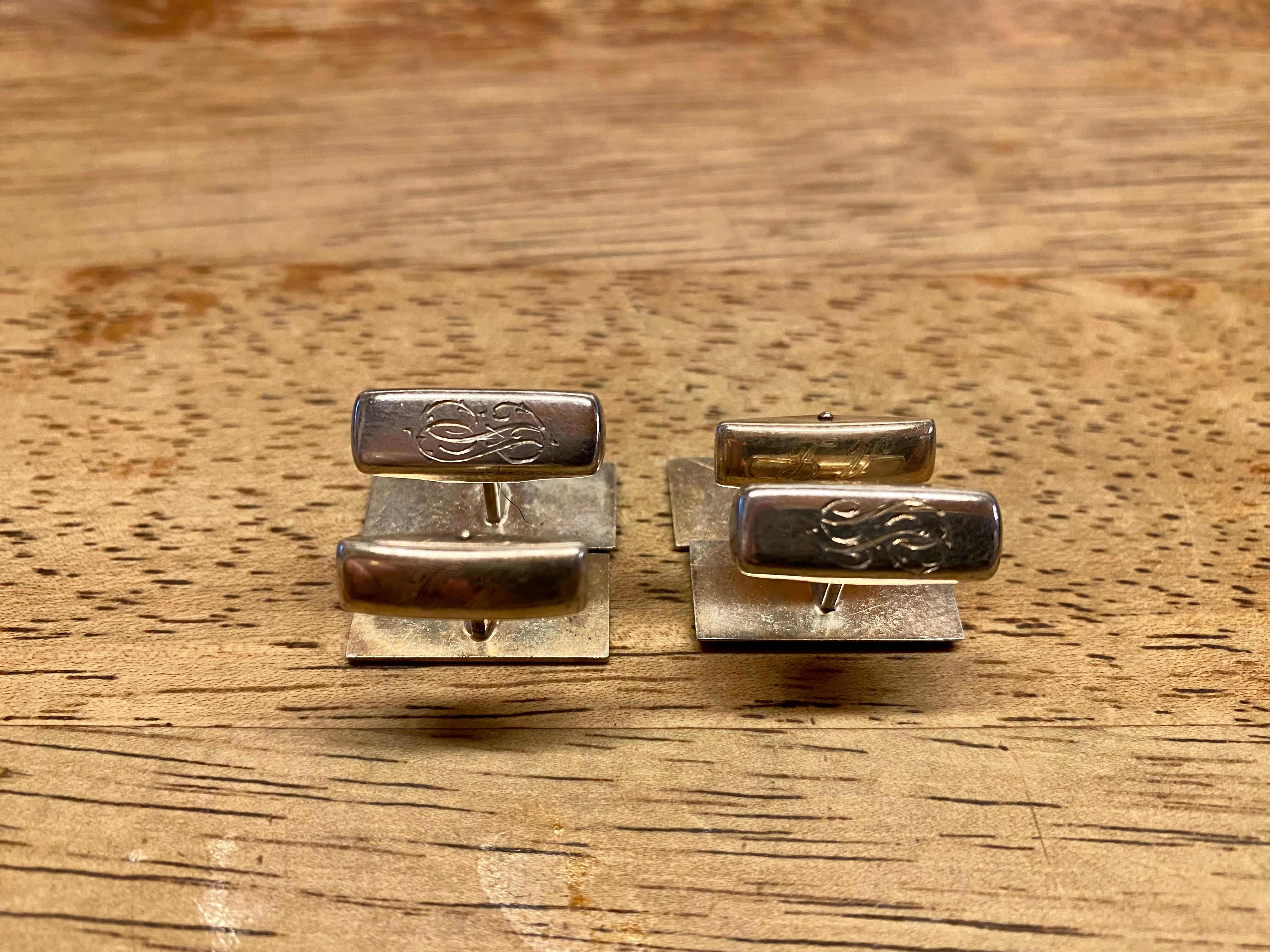 Modern Two Pairs Silver Cufflinks, Finland 1964 and 1969 For Sale