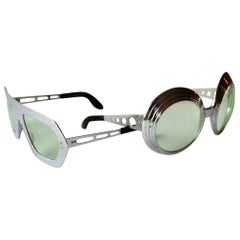 One left Swank French mod chrome frame  fashion or runway sunglasses 