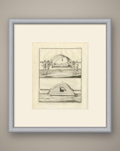 Two Palanquins, One Carried by Four Bearers, Antique Niebuhr Print, 1780