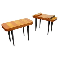 Dos mesas auxiliares Art Decó Paldao Line de Gilbert Rohde para Herman Miller, C 1940