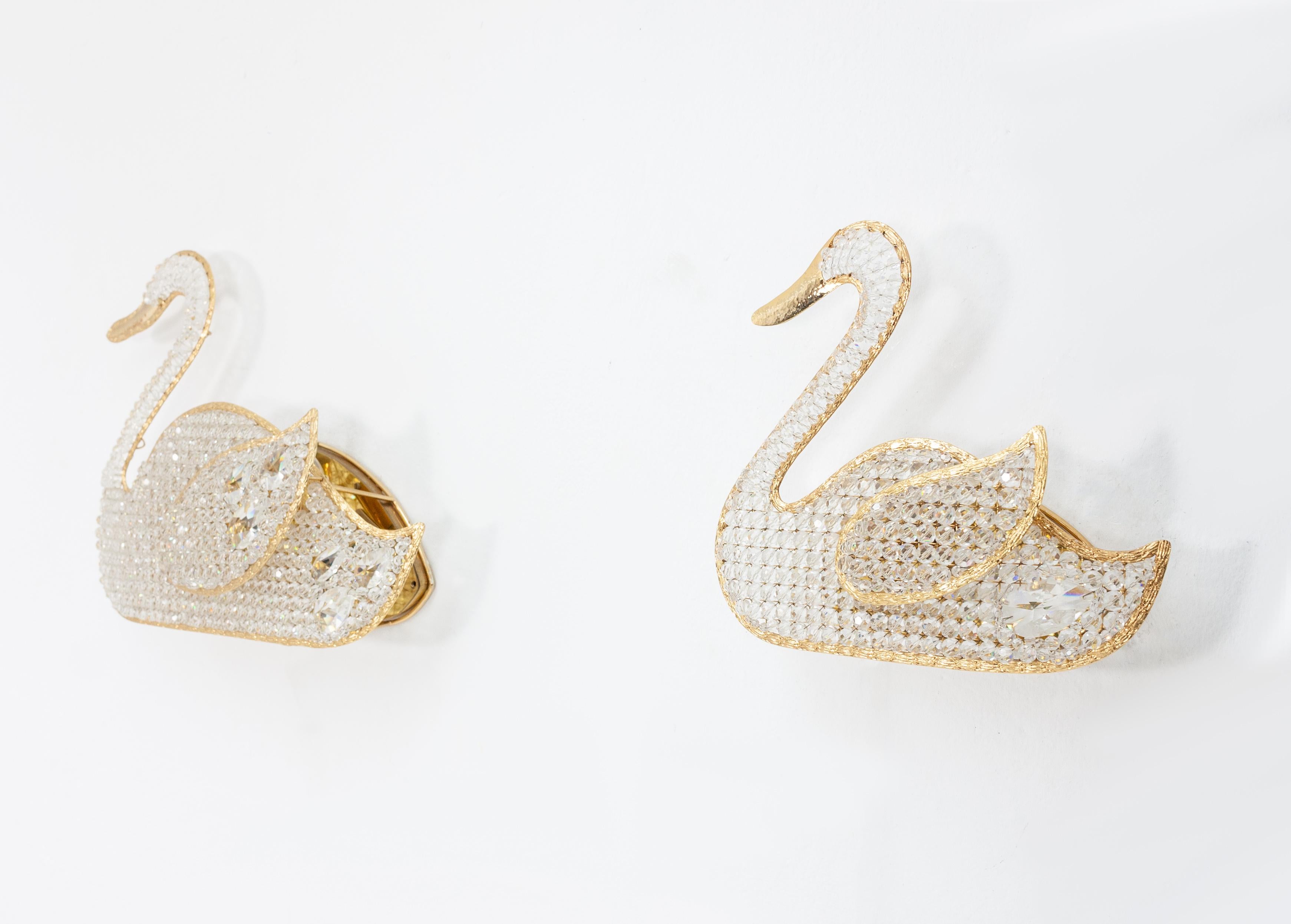 Two Palwa Chrystal Swans In Good Condition In Den Haag, NL