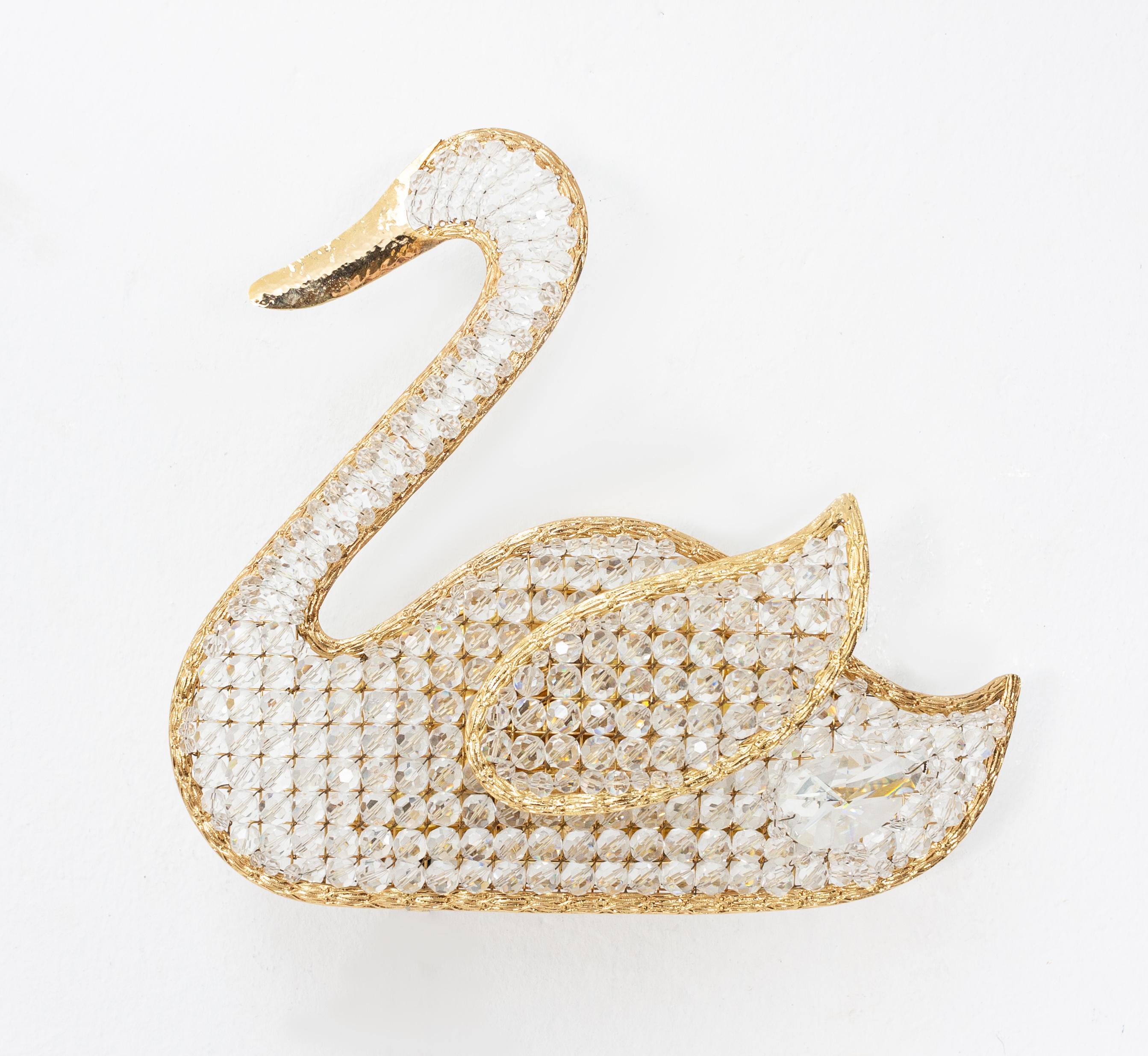 Late 20th Century Two Palwa Chrystal Swans