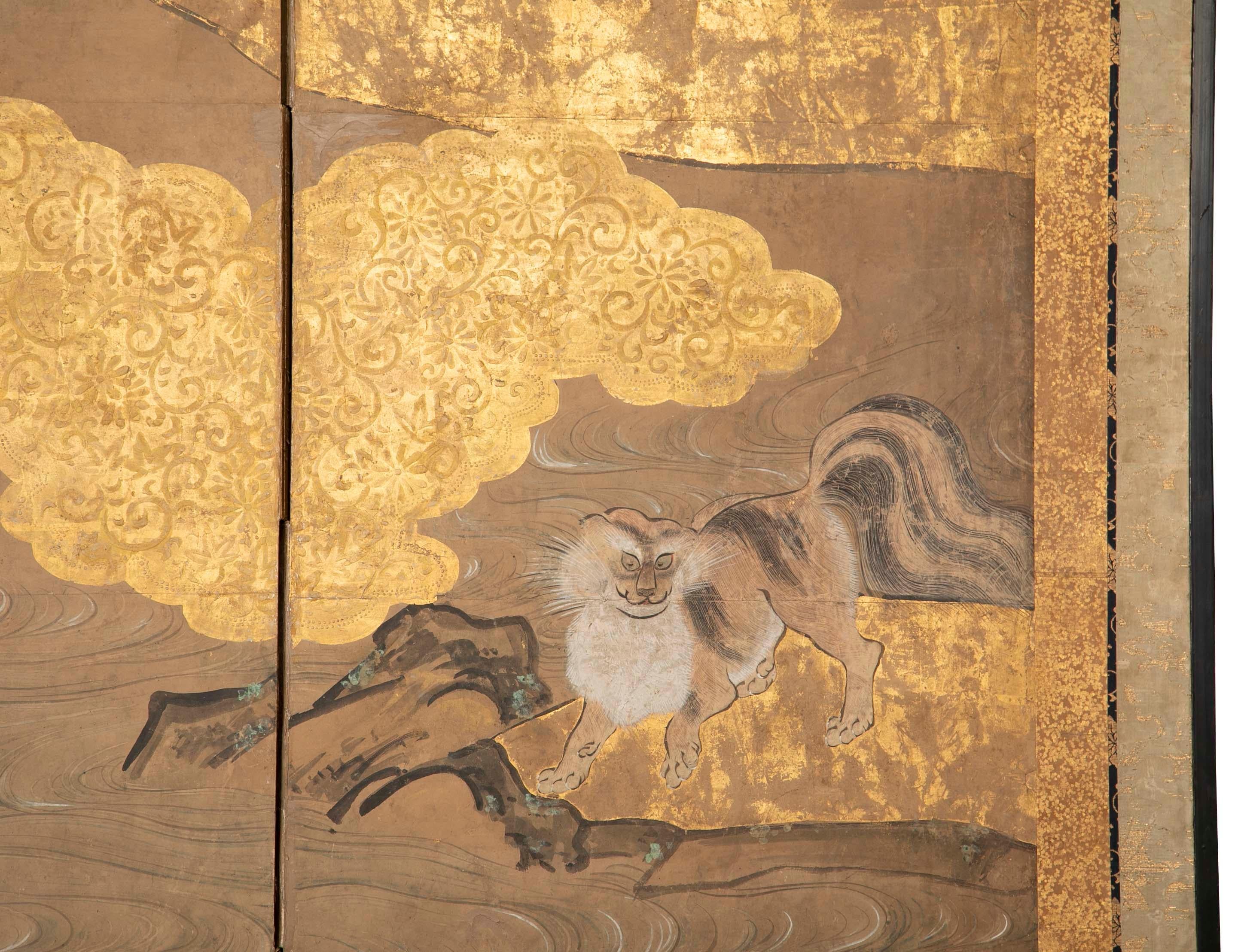 Mid-19th Century Two-Panel Japanese Kano School Style Screen