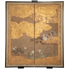 Two-Panel Japanese Kano School Style Screen