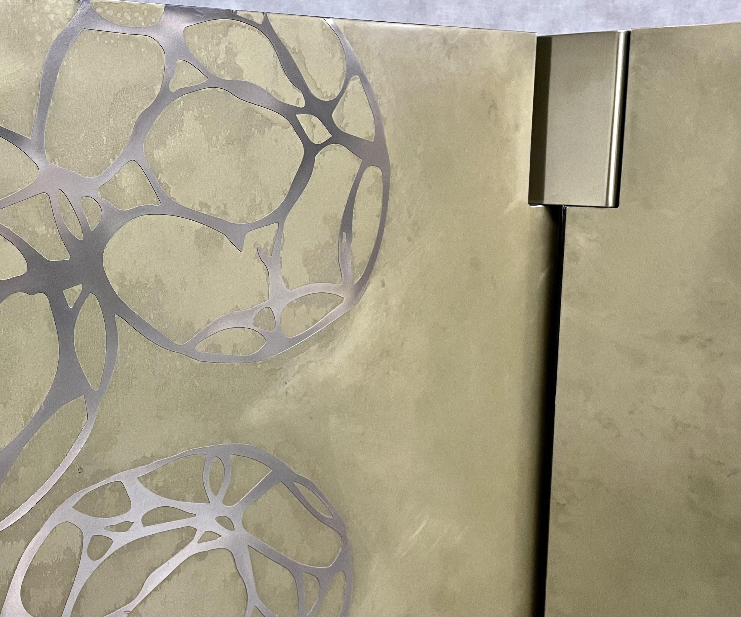 French Two-Panel Lacquer and Titanium Screen by Frédérique Domergue, Limited Edition For Sale