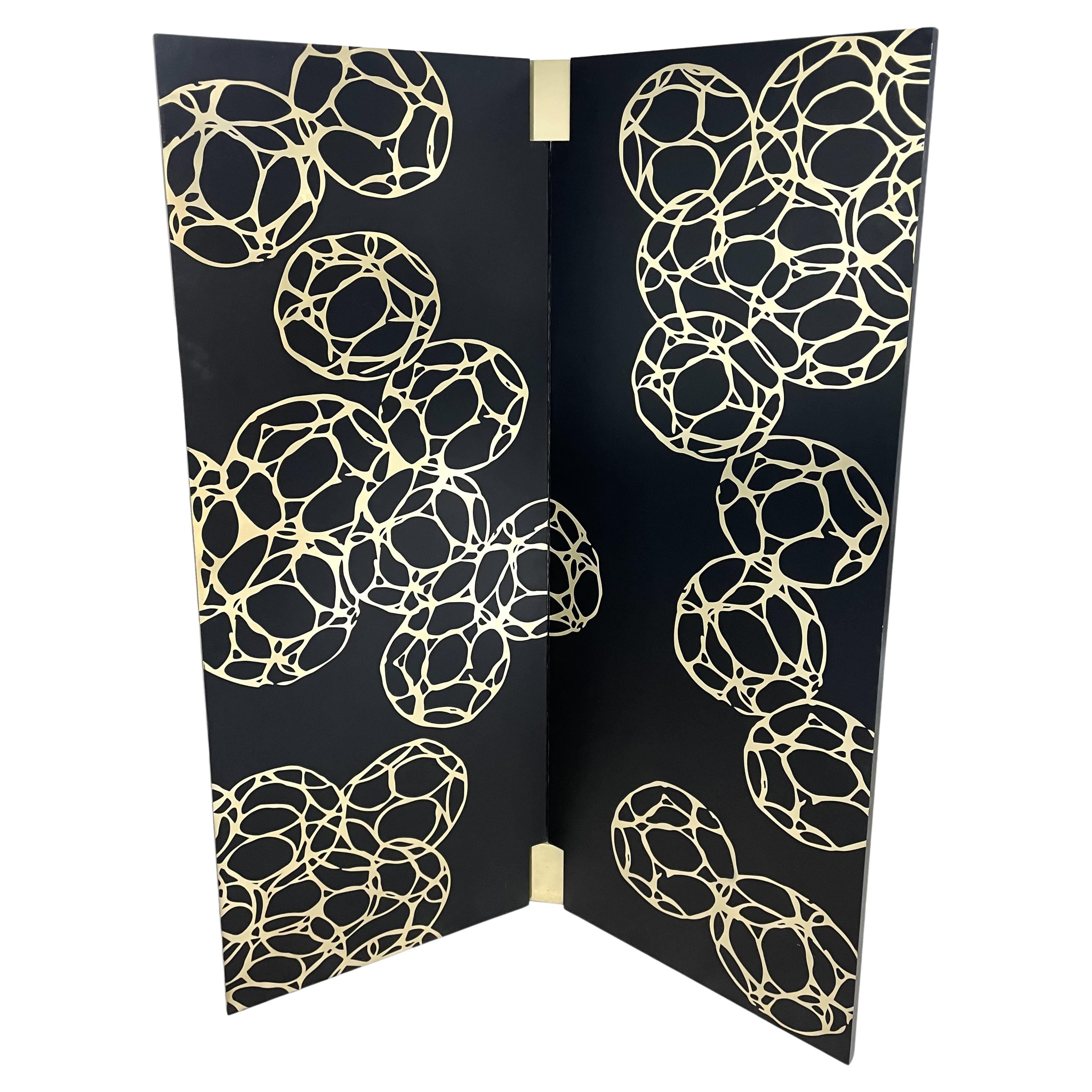 Two-Panel Lacquer and Titanium Screen by Frédérique Domergue, Limited Edition For Sale