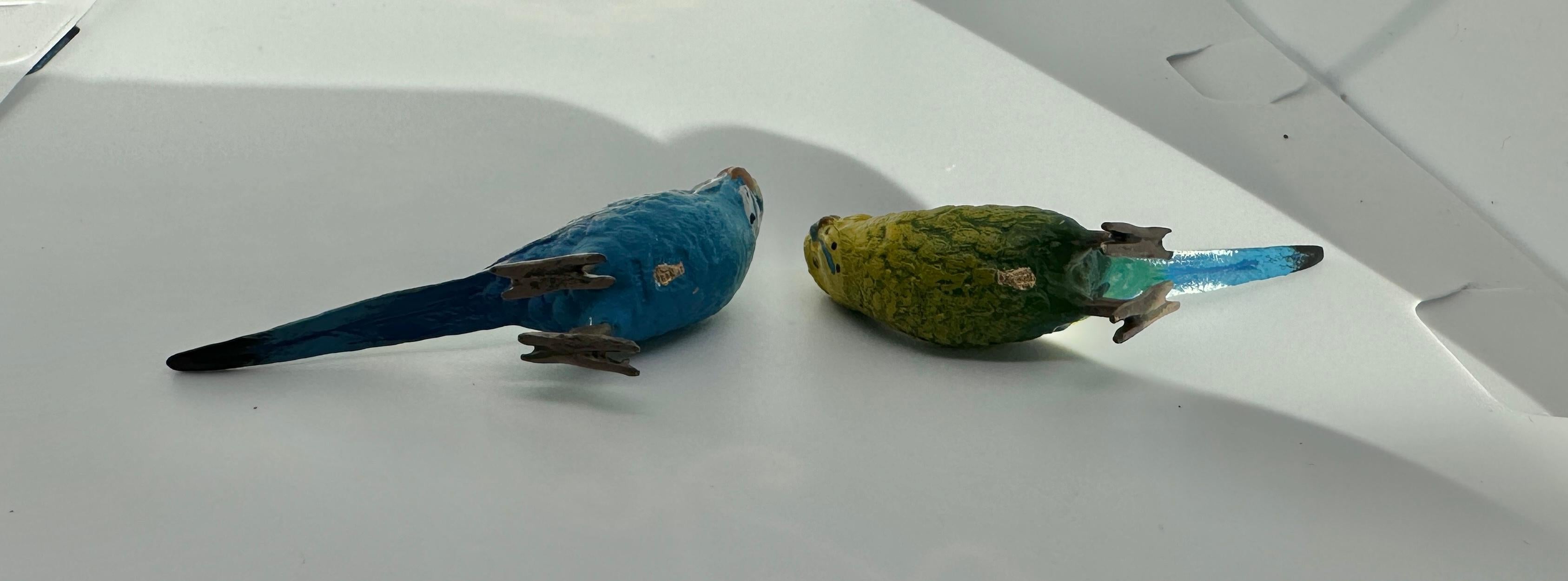 Zwei Sittiche Vögel Bergman Austrian Vienna Bronze Sittiche Lovebird im Angebot 5
