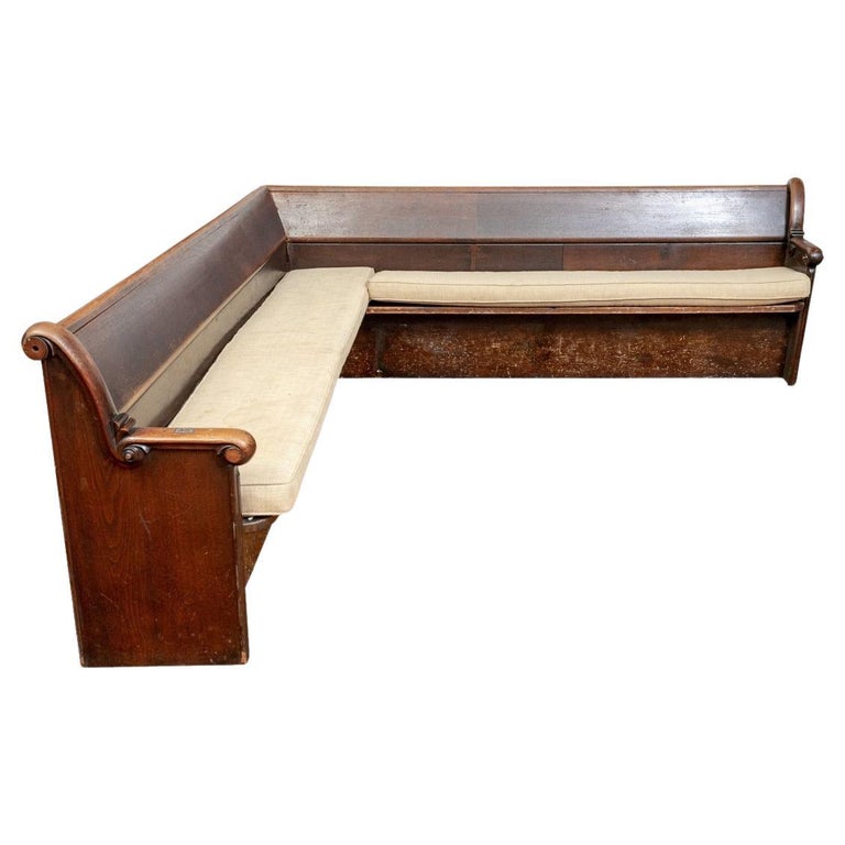 TwoPart Antique Congregational Corner Bench For Sale at 1stDibs