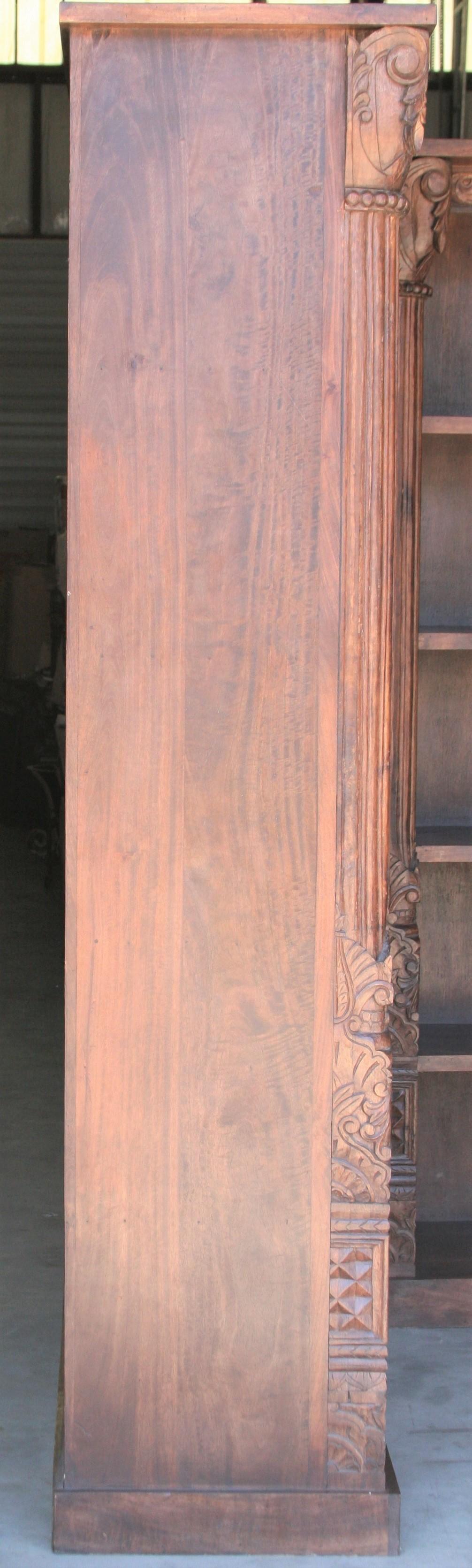 Two Part Large Barrister Teak Wood Bookcase Using 19th Century Columns and Doors For Sale 4