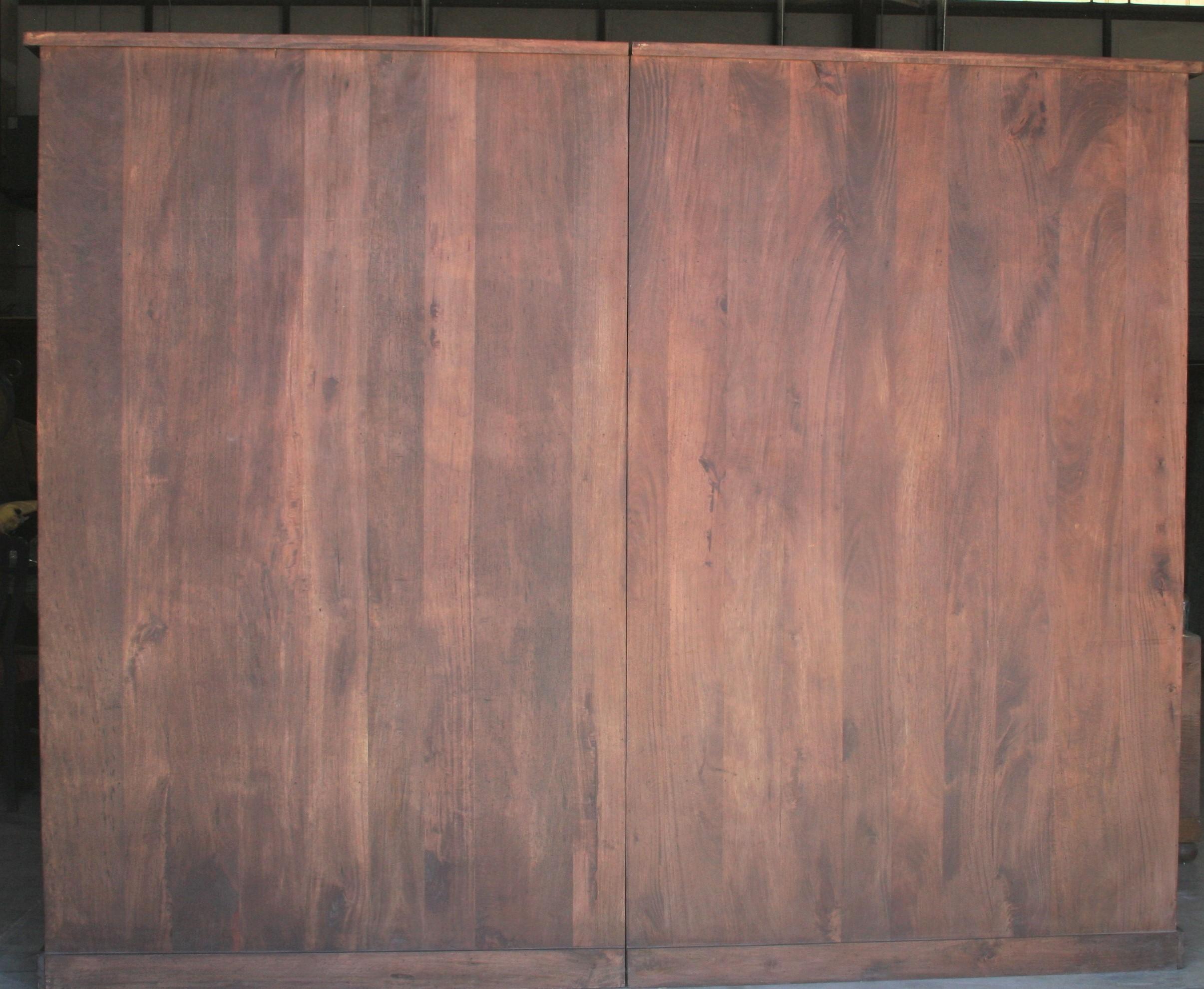 Two Part Large Barrister Teak Wood Bookcase Using 19th Century Columns and Doors For Sale 6