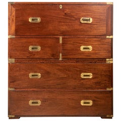 Two Part Mahogany Campaign Chest with Desk