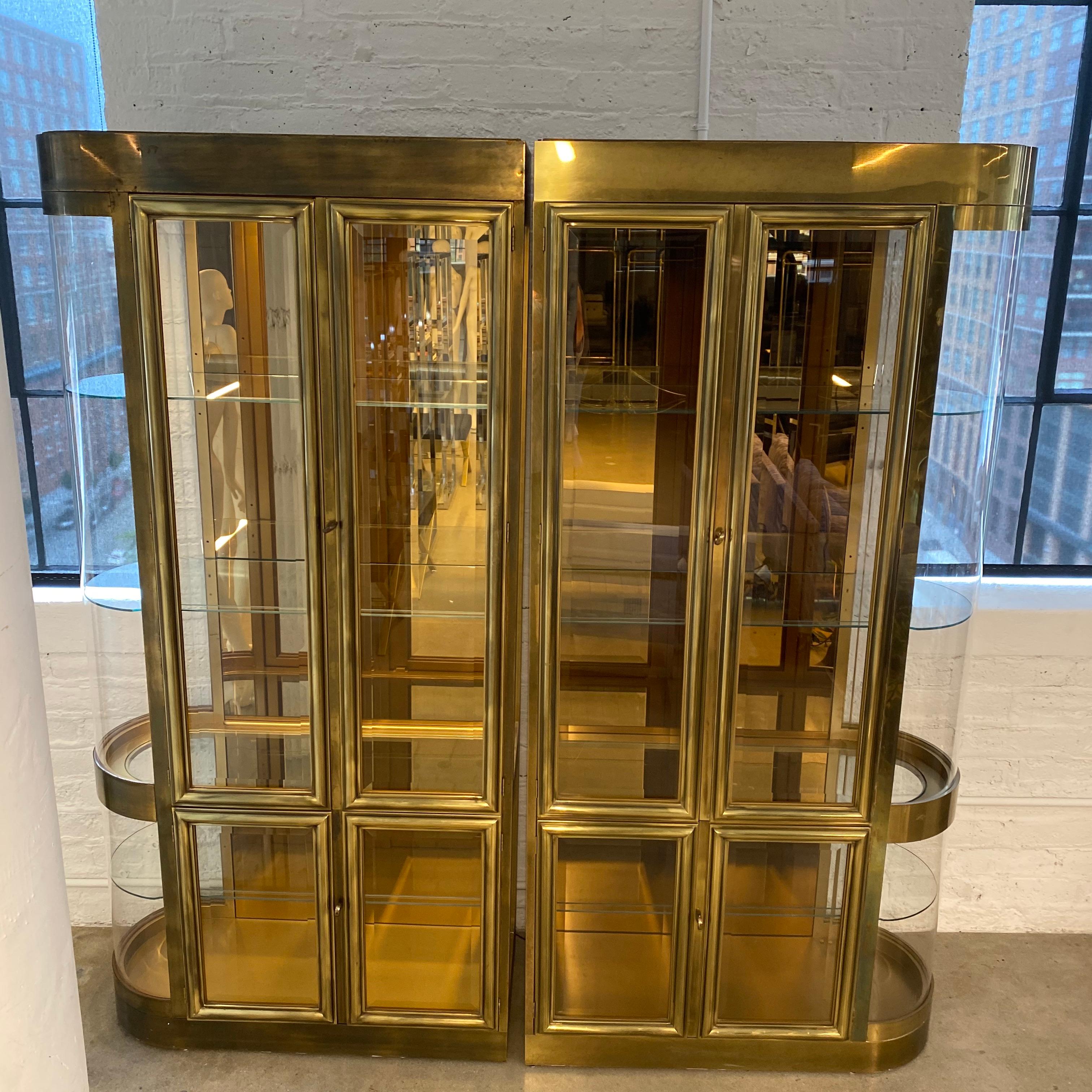 Beveled Two Part Mastercraft Designed Brass Glass Display Vitrine