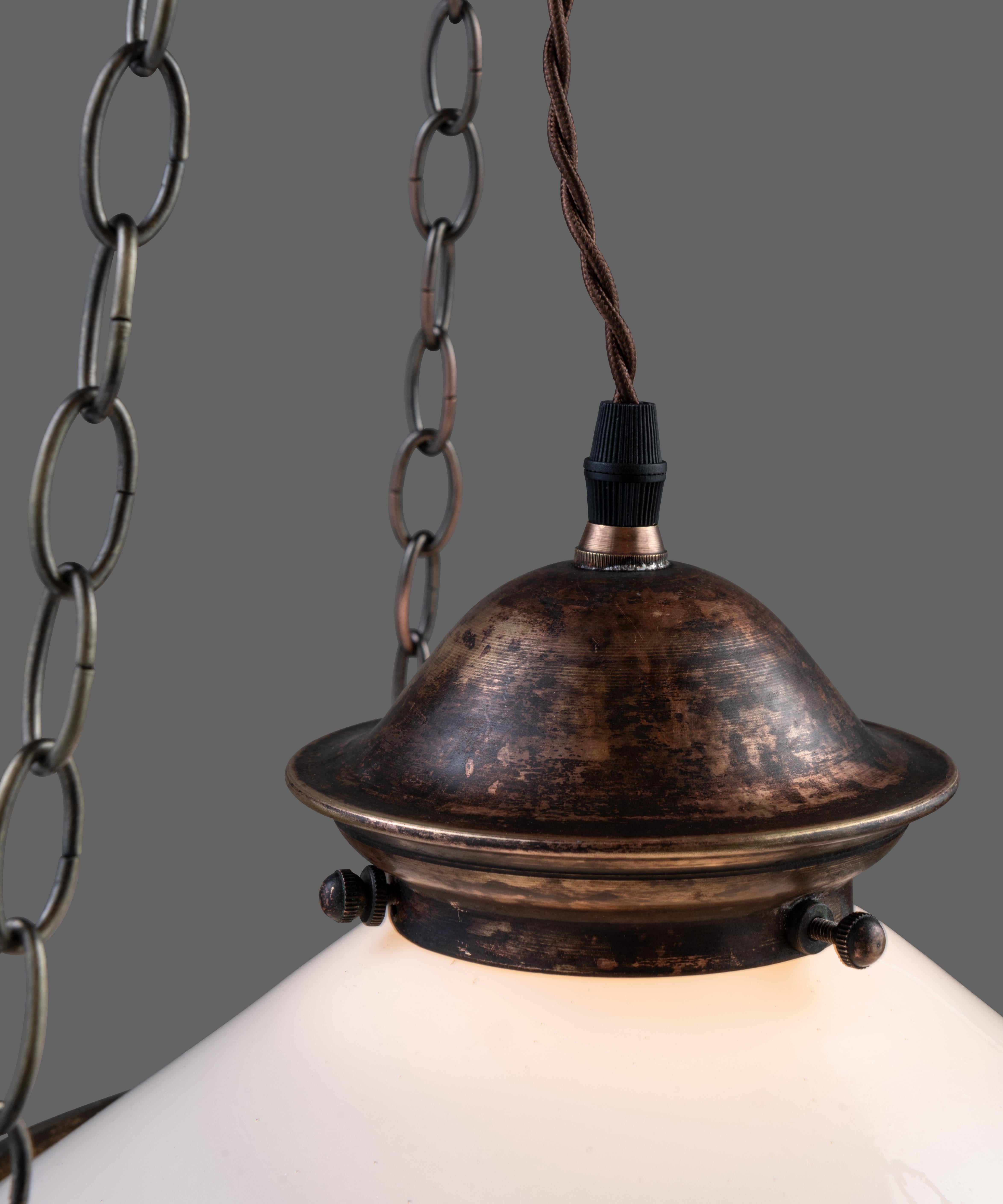 Mid-20th Century Two Part Opaline Suspension Lamps, England, circa 1930