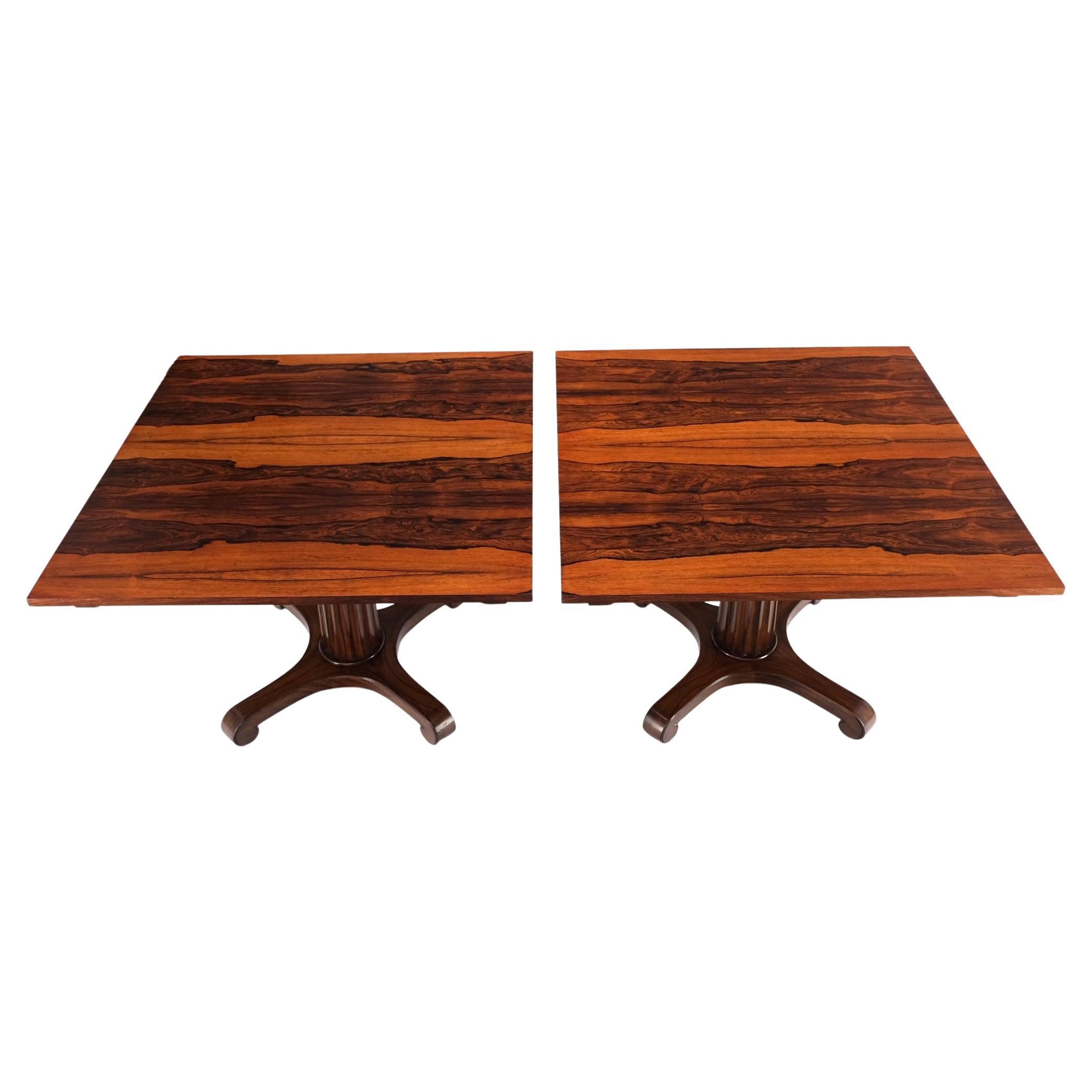 Two Part Rosewood Two Pedestals Dining Table Game Table Mint For Sale