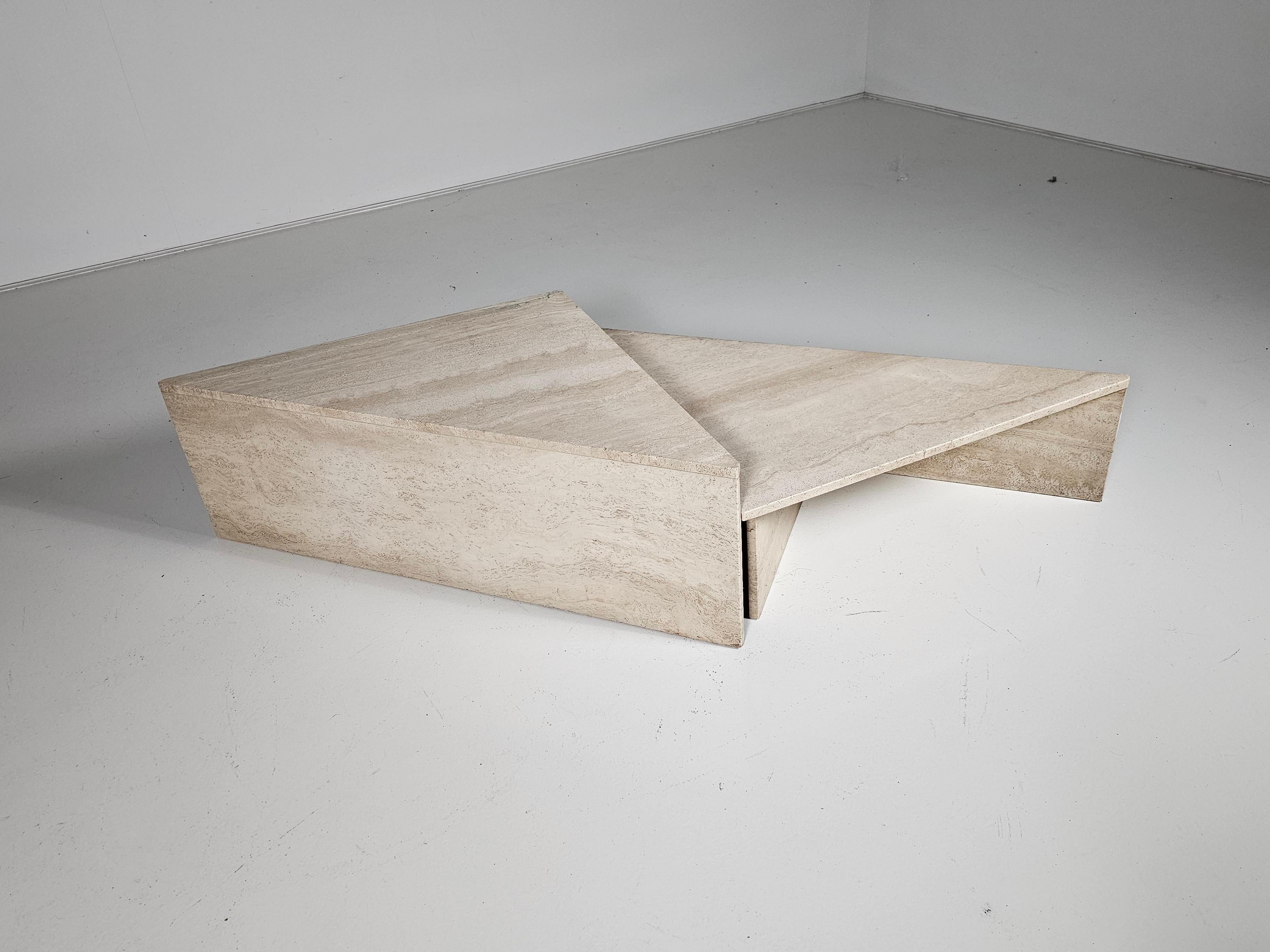 European Two Part Travertine Modular Coffee Table by Up & Up, circa 1970s For Sale