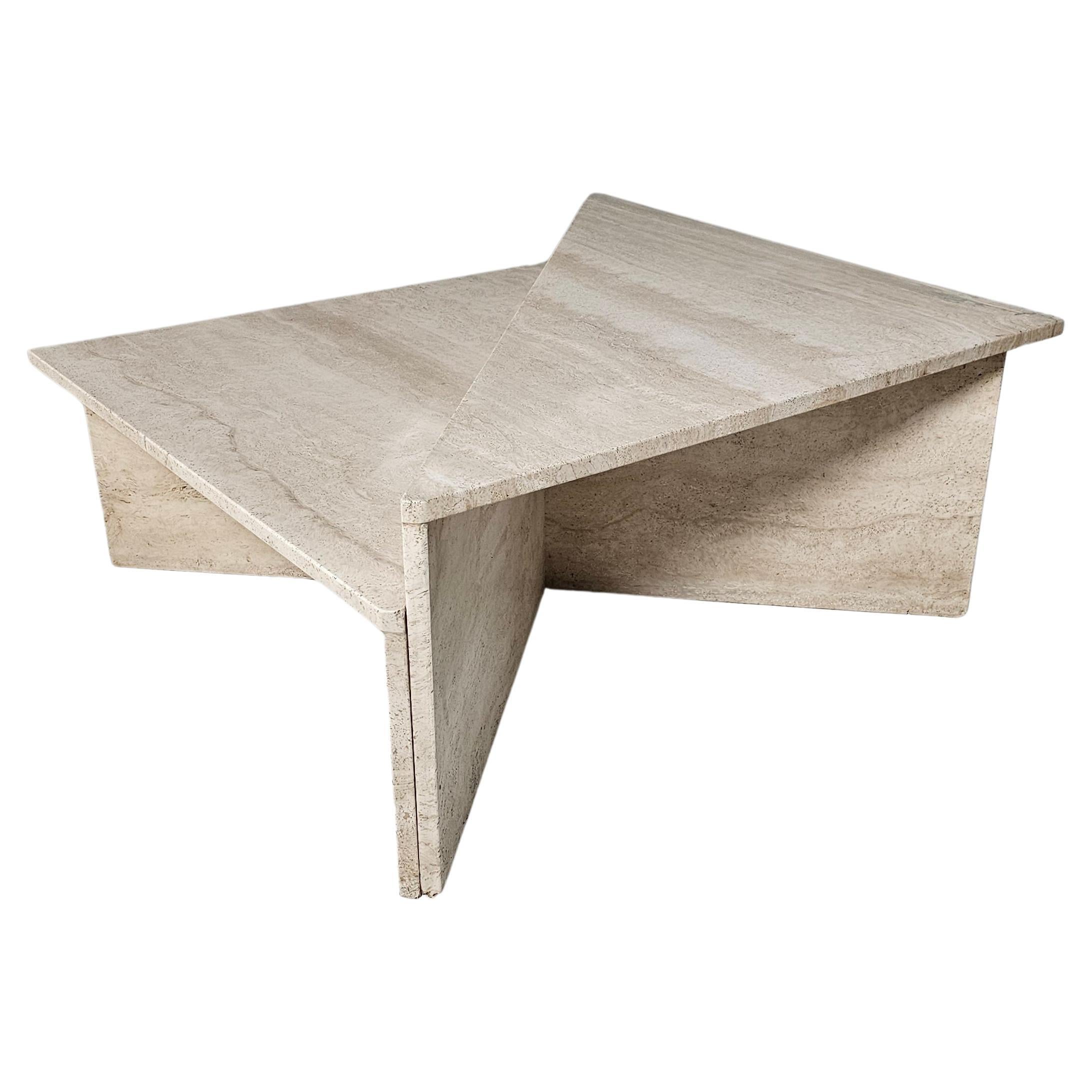 Two Part Travertine Modular Coffee Table by Up & Up, circa 1970s