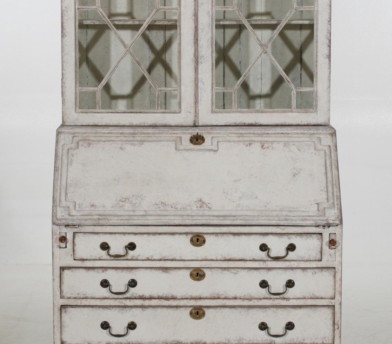 Glass Two-Part Vitrine Cabinet, circa 1790 For Sale