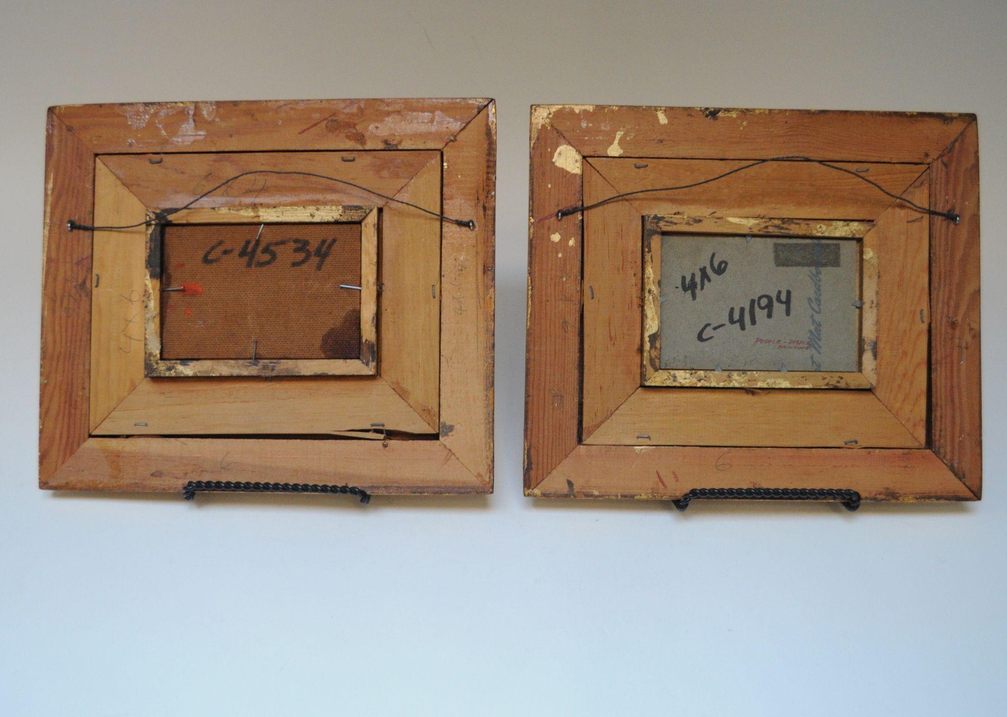 Deux peintures à l'huile abstraites sur panneaux de masonite de Pascal 