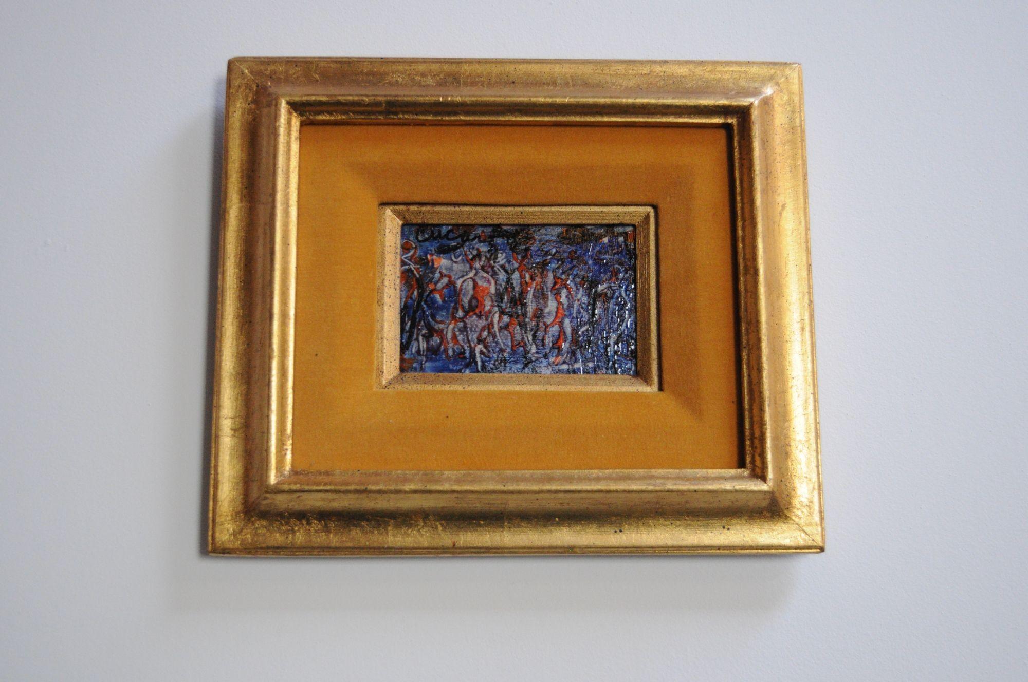 Two Pascal Cucaro Abstract Figural Oil Paintings on Masonite For Sale 1