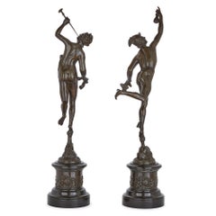 Two Patinated Bronze Sculptures of Mercury and Fortuna after Giambologna