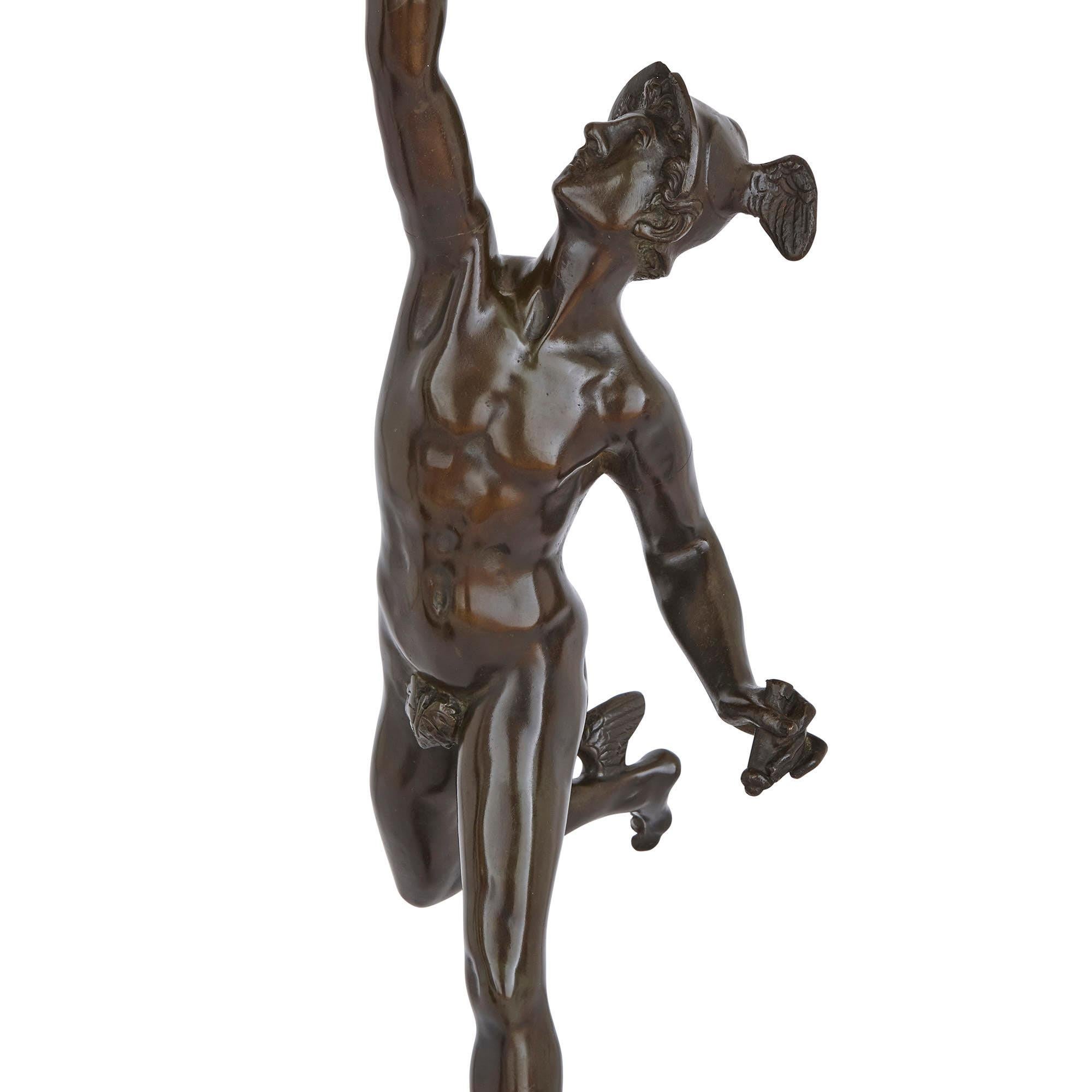 Renaissance Two Patinated Bronze Sculptures of Mercury and Fortuna after Giambologna