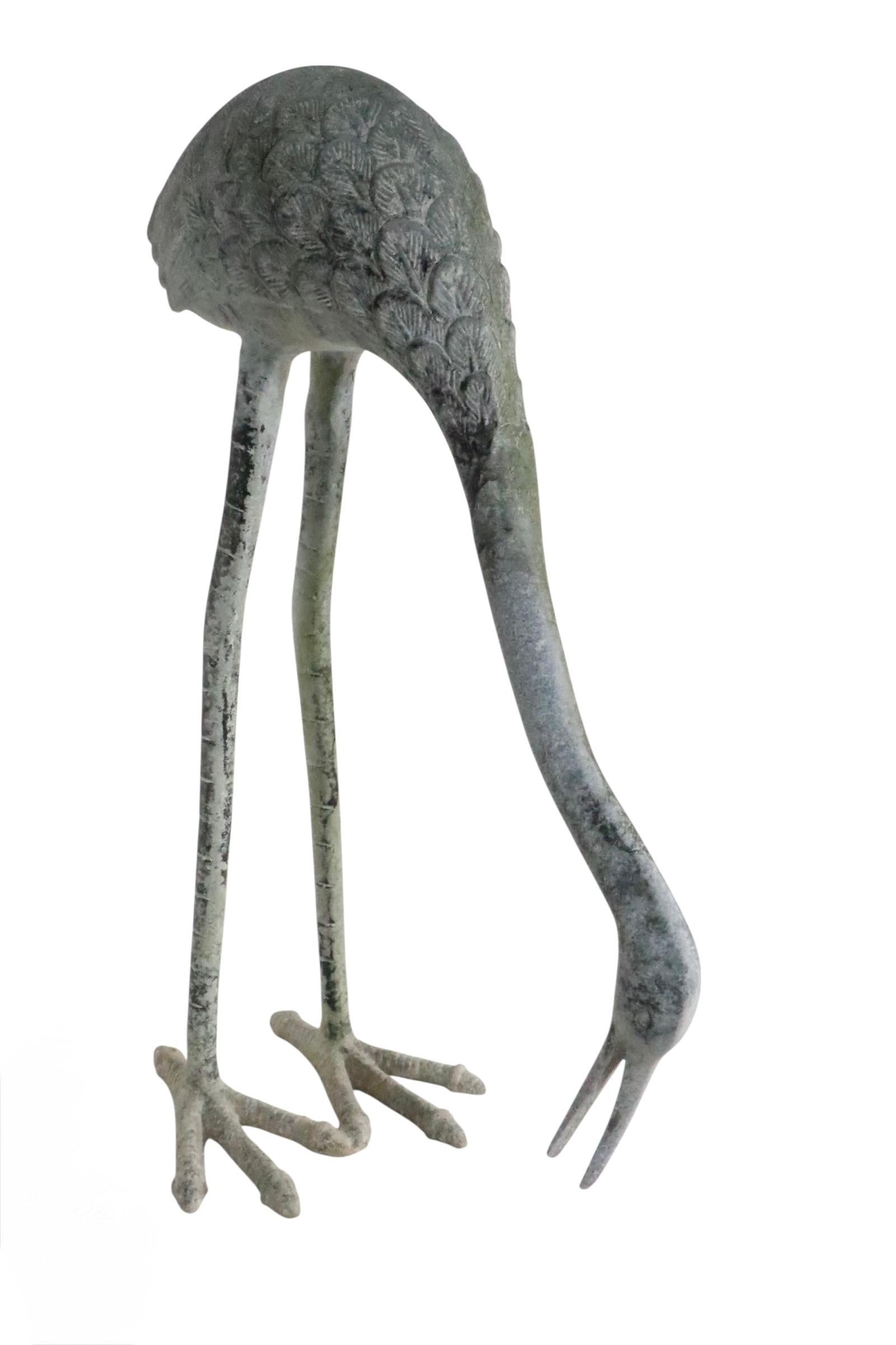 Zwei patinierte Metall Reiher Garten Ornamente im japanischen Stil im Angebot 11