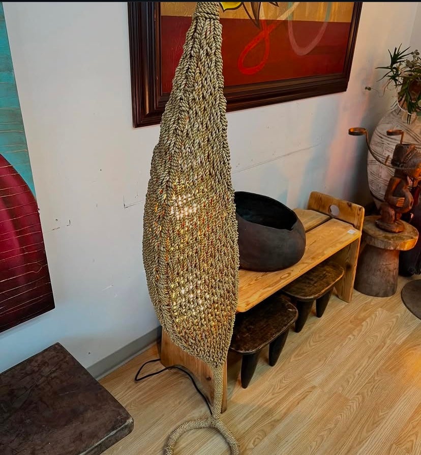Post-Modern Two Peas In A Pod Woven Floor Lamp, Mexico, Circa 1970s