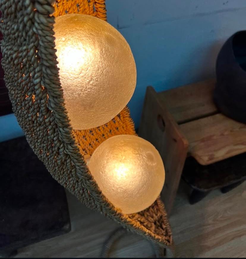 Rope Two Peas In A Pod Woven Floor Lamp, Mexico, Circa 1970s