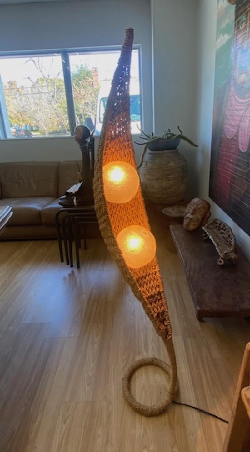 Two Peas In A Pod Woven Floor Lamp, Mexico, Circa 1970s 1