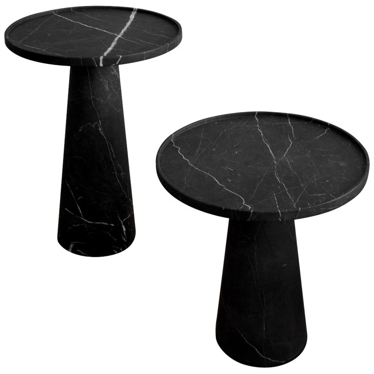 Two Pedestal Black Marble Side Tables Set For Sale at 1stDibs | black  marble end tables, marble side table black, black side tables