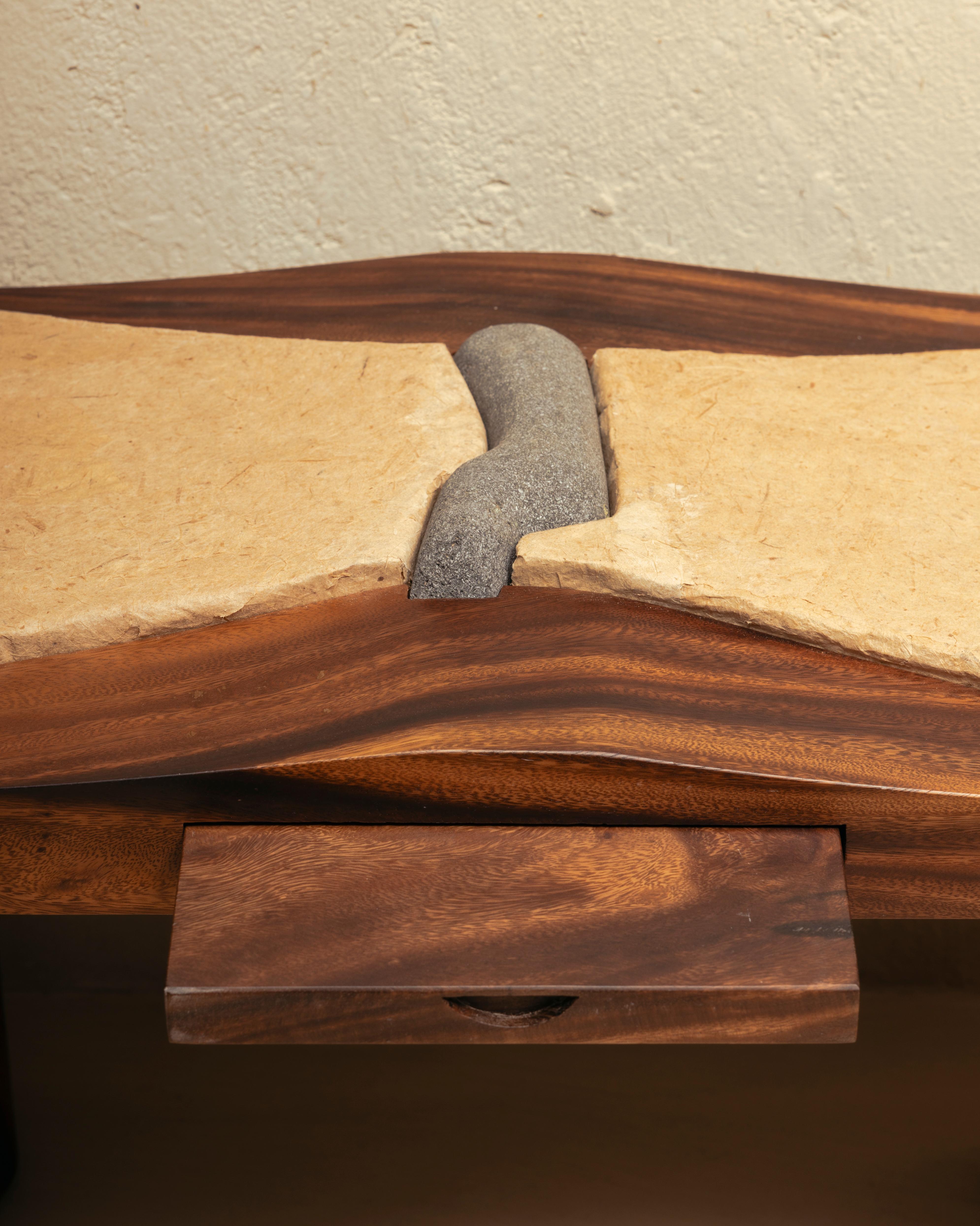 Contemporary Two-Person Teak Bench by Kim Mupangilaï