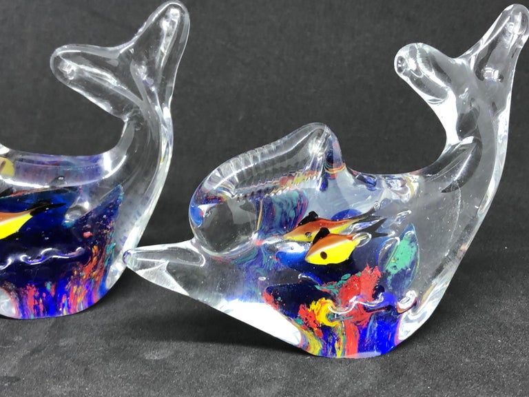 Two Petite Murano Glass Aquarium Paperweight Mid-Century Modern, Italy, 1970s In Good Condition For Sale In Nuernberg, DE