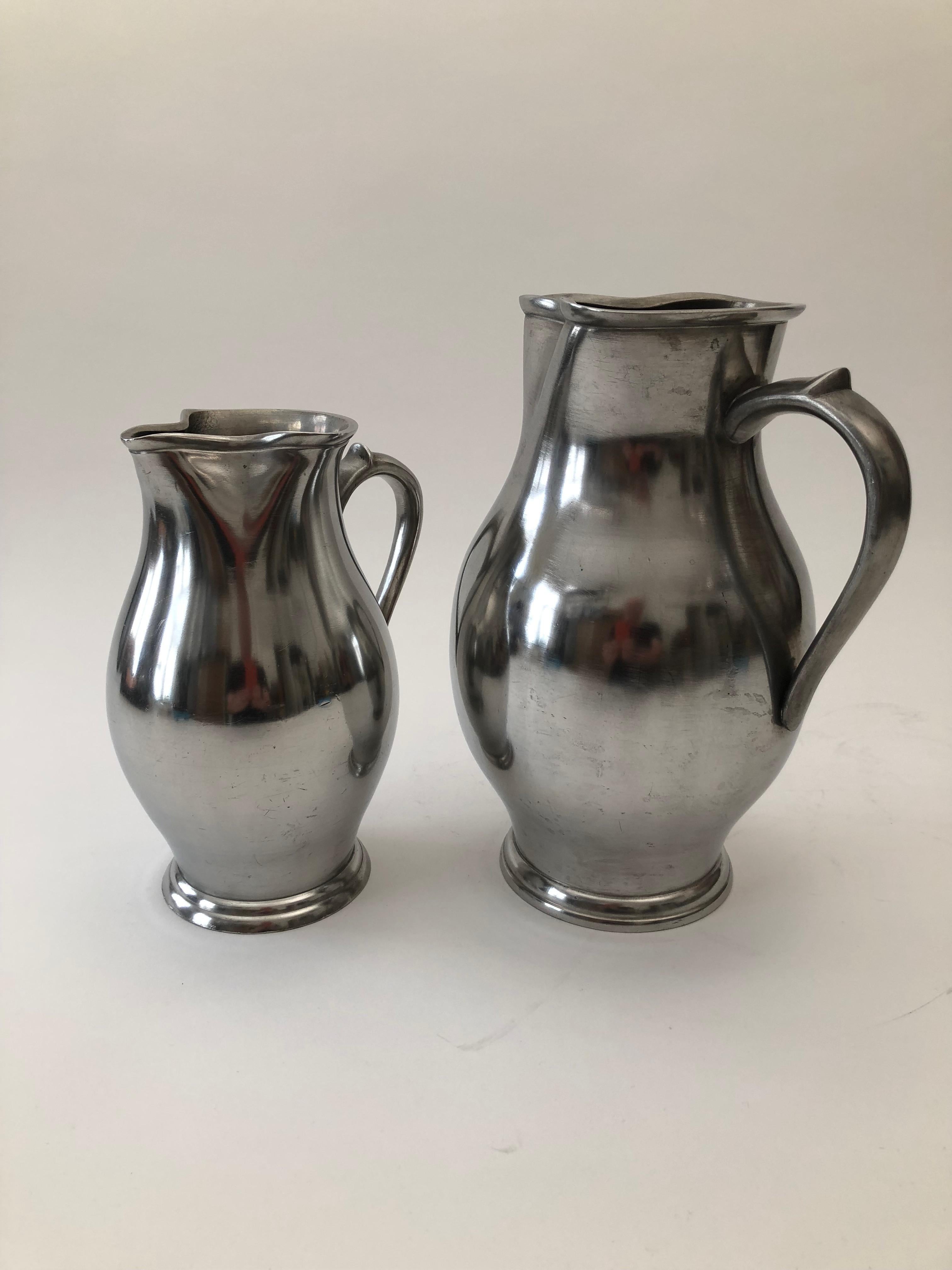 Mid-19th Century Two Pewter Wine Jugs from the Wiener Zin Manufacture Dated 1837 For Sale